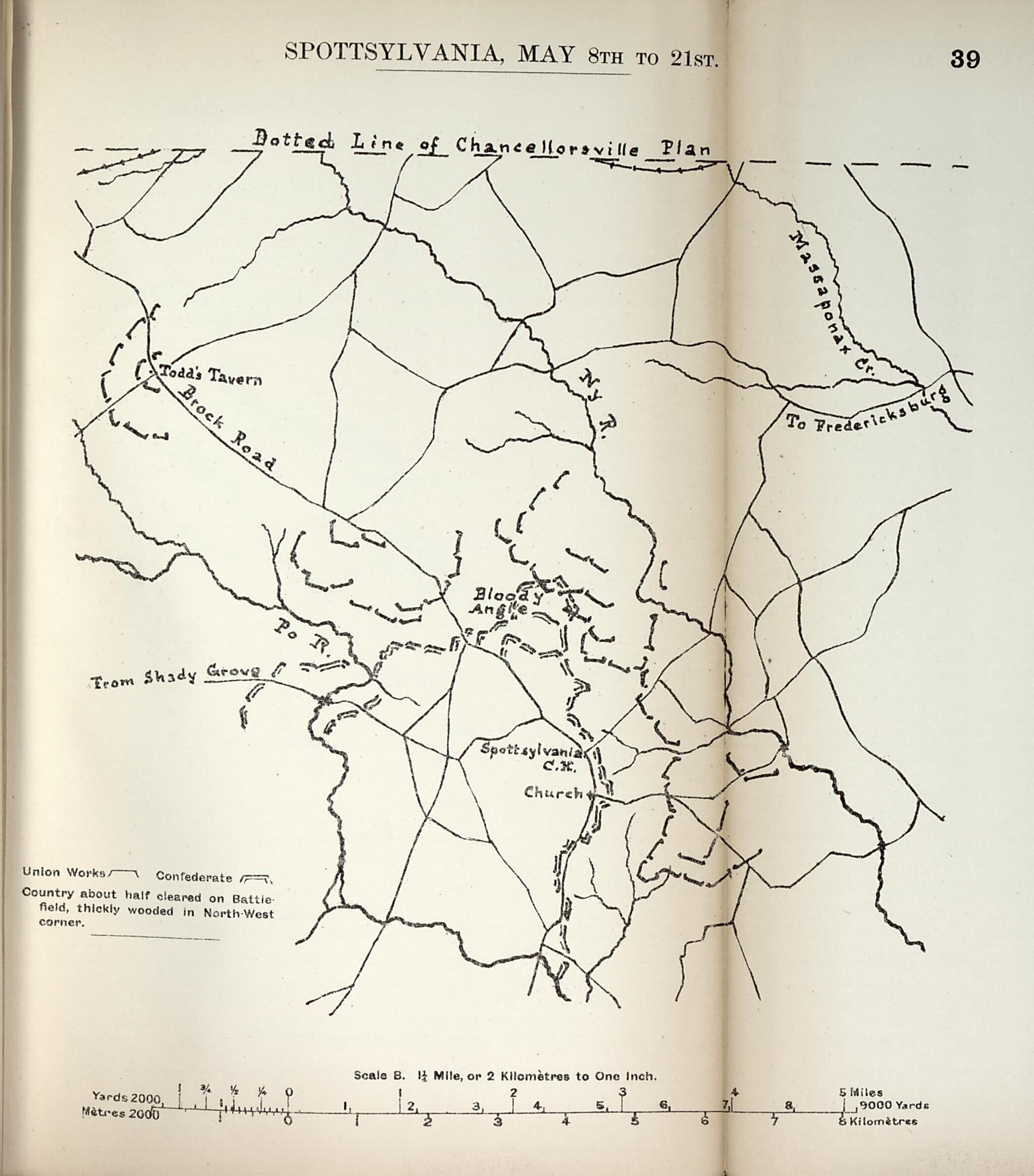 This old map of Spotsylvania, May 8-21 from the American Civil War--maps. from 1910 was created by John Formby in 1910