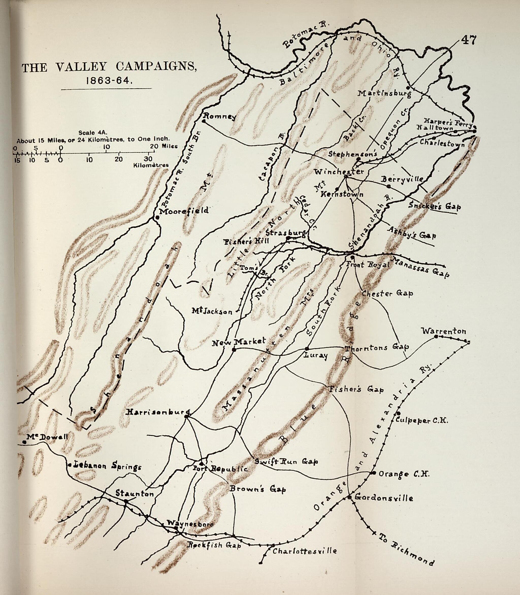 This old map of Valley Campaigns, 1863-1864 from the American Civil War--maps. from 1910 was created by John Formby in 1910