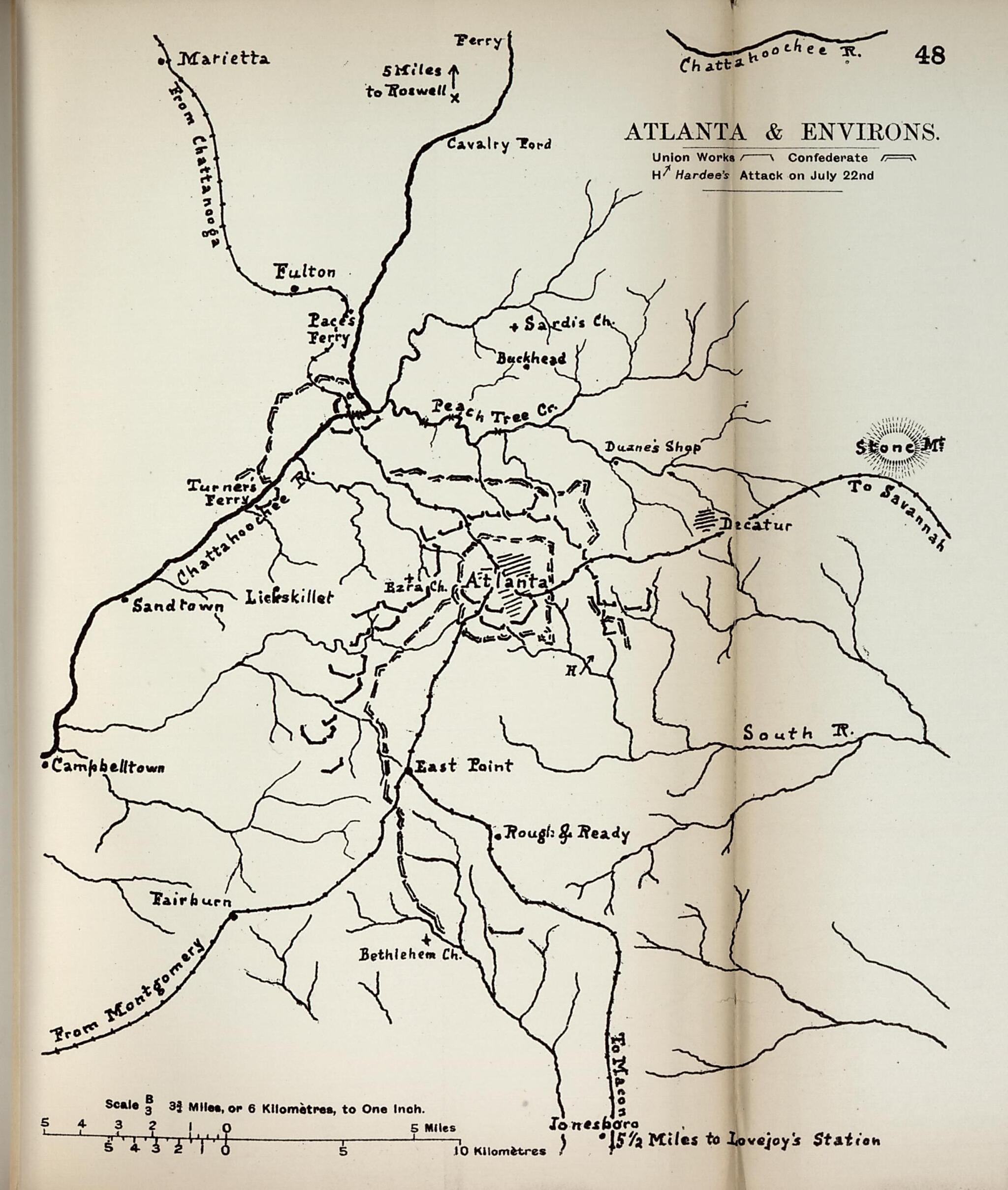 This old map of Atlanta and Environs from the American Civil War--maps. from 1910 was created by John Formby in 1910