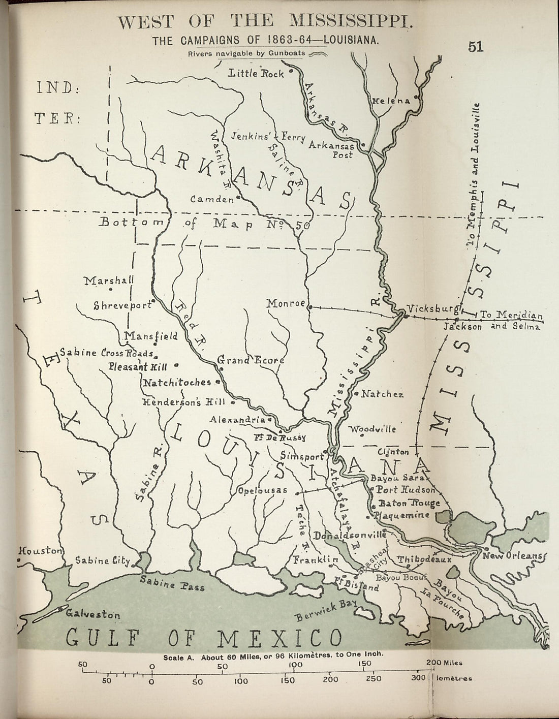 This old map of West of the Mississippi, Campaigns of 1863-1864, Louisiana from the American Civil War--maps. from 1910 was created by John Formby in 1910