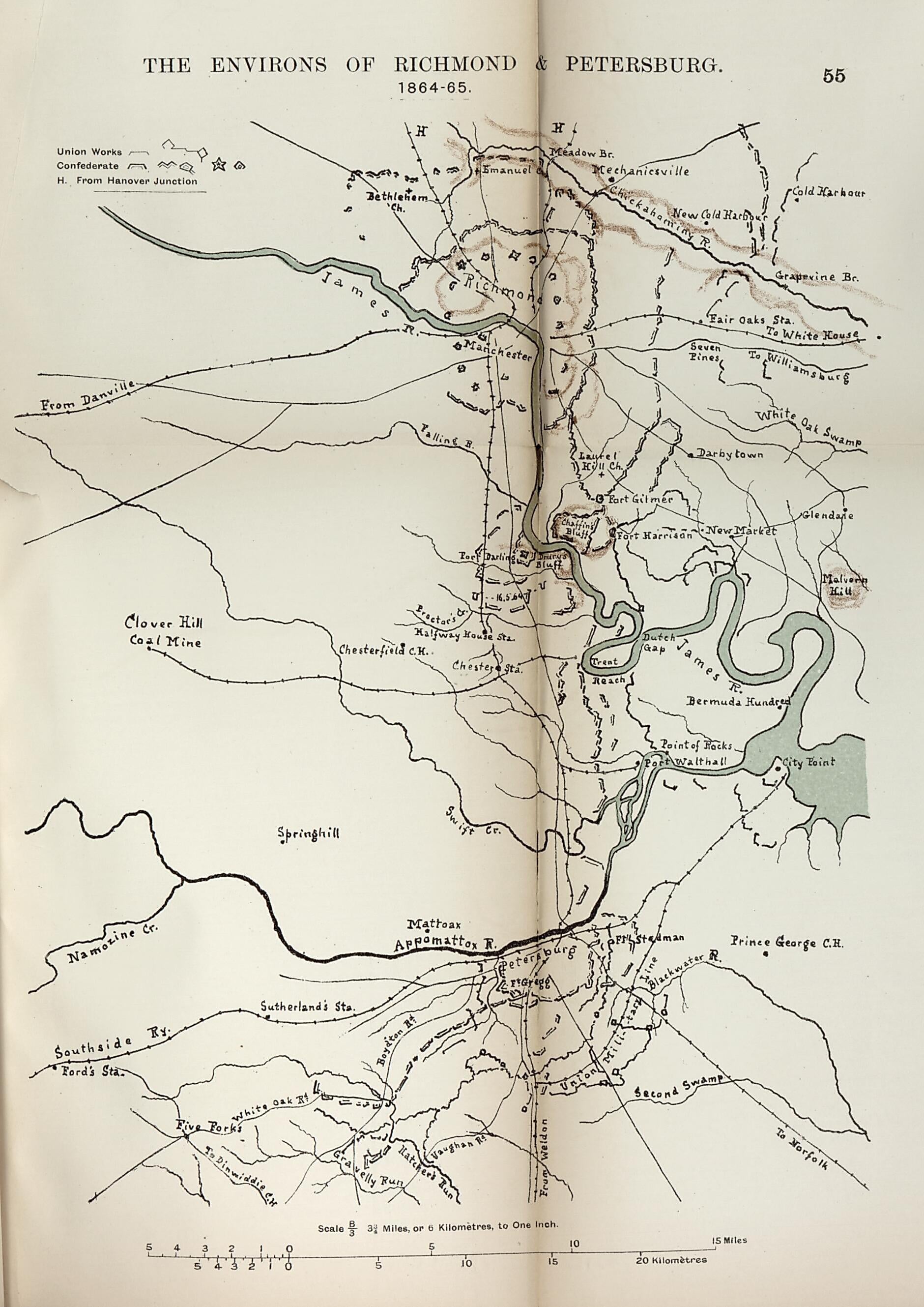 This old map of Environs of Richmond and Petersburg, 1864-1865 from the American Civil War--maps. from 1910 was created by John Formby in 1910