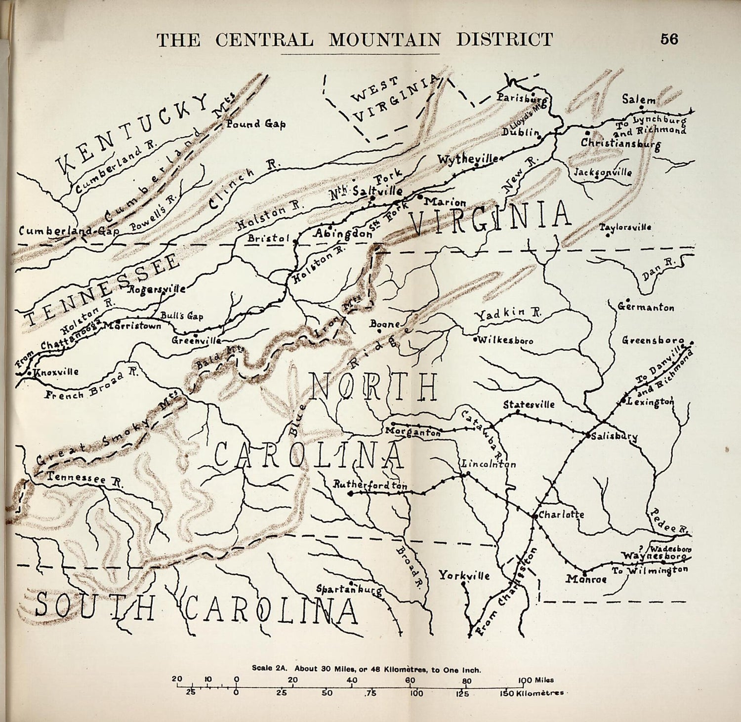 This old map of Central Mountain District from the American Civil War--maps. from 1910 was created by John Formby in 1910