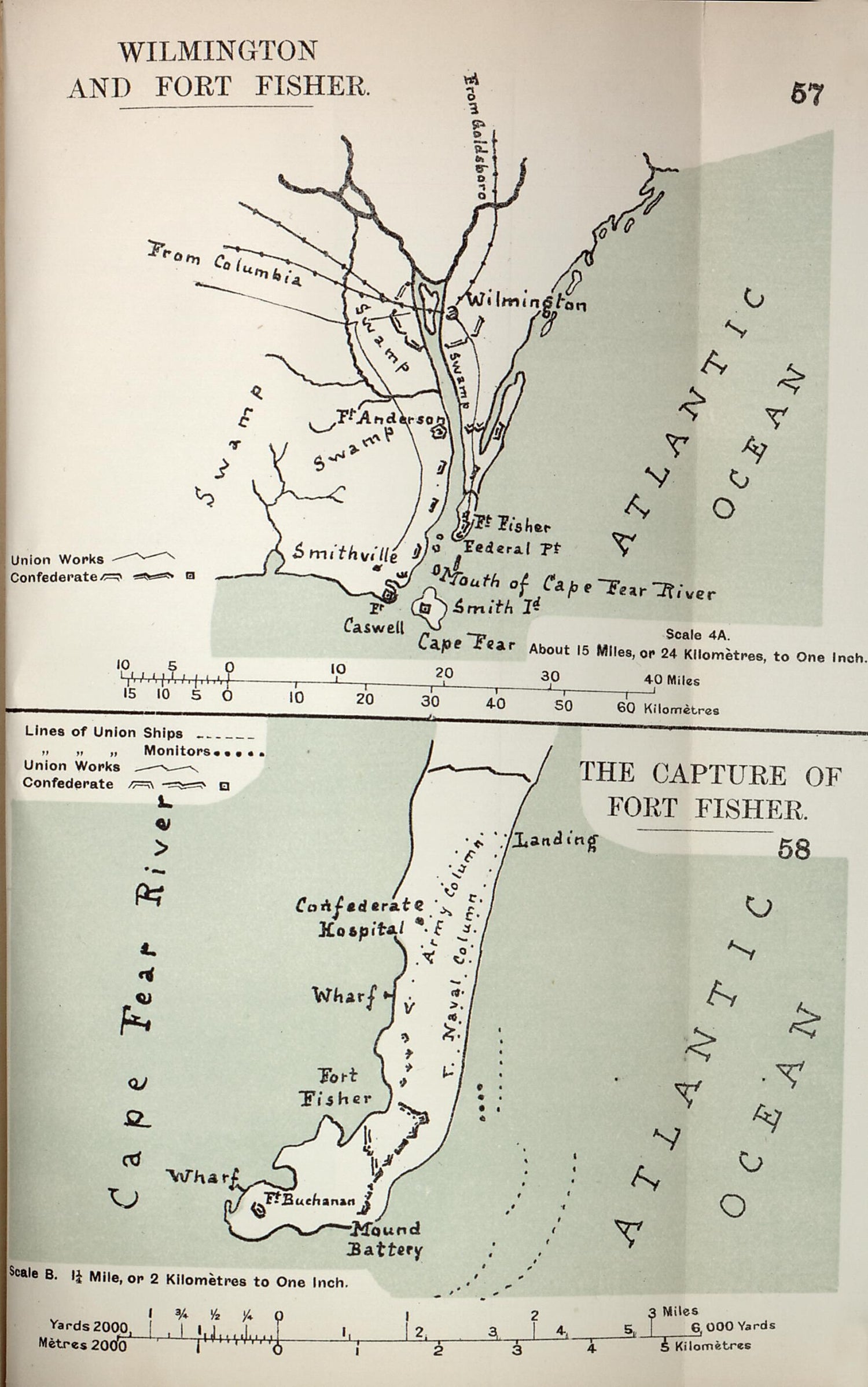 This old map of Wilmington and Fort Fisher from the American Civil War--maps. from 1910 was created by John Formby in 1910