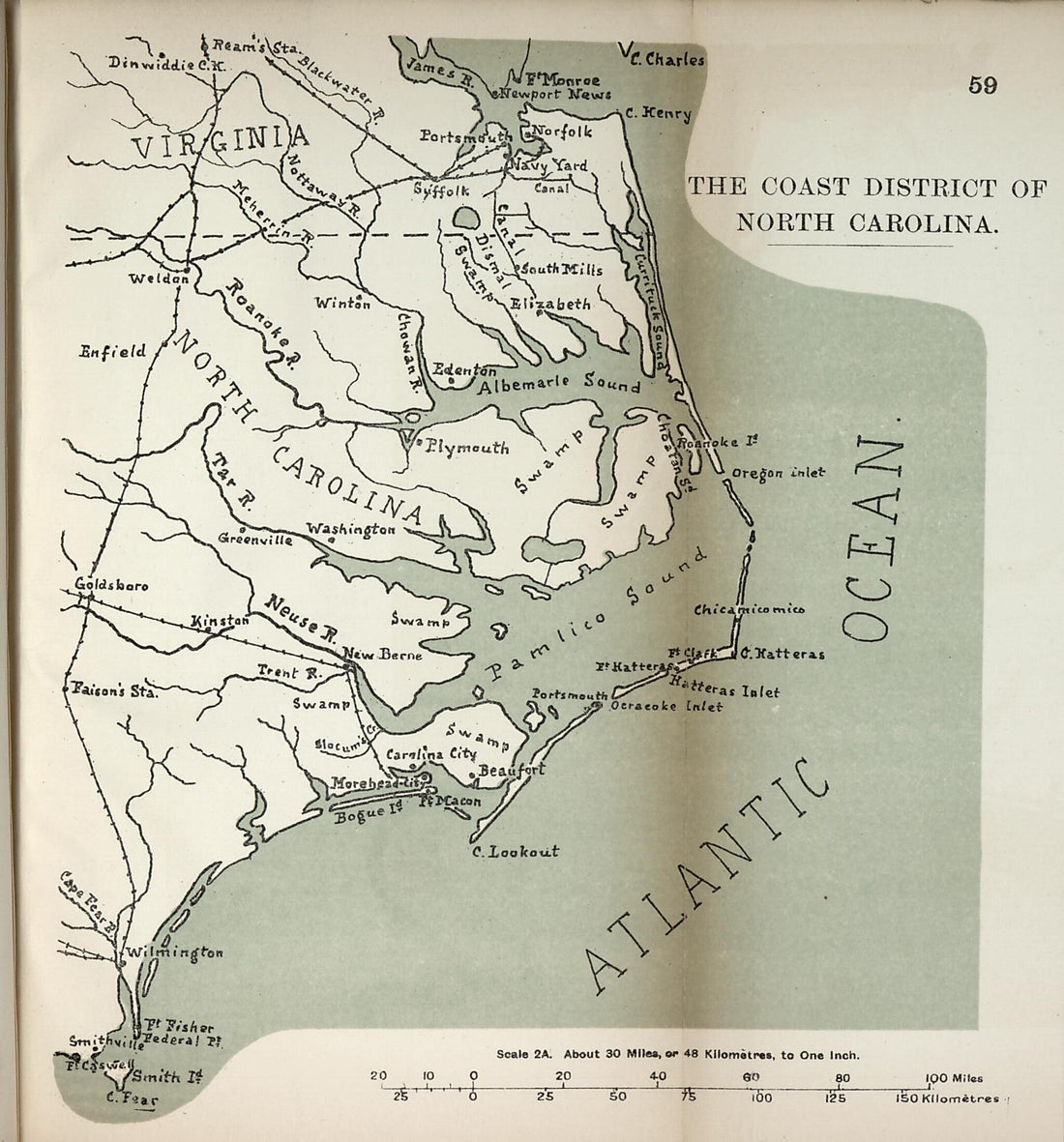 This old map of Coast District of North Carolina from the American Civil War--maps. from 1910 was created by John Formby in 1910