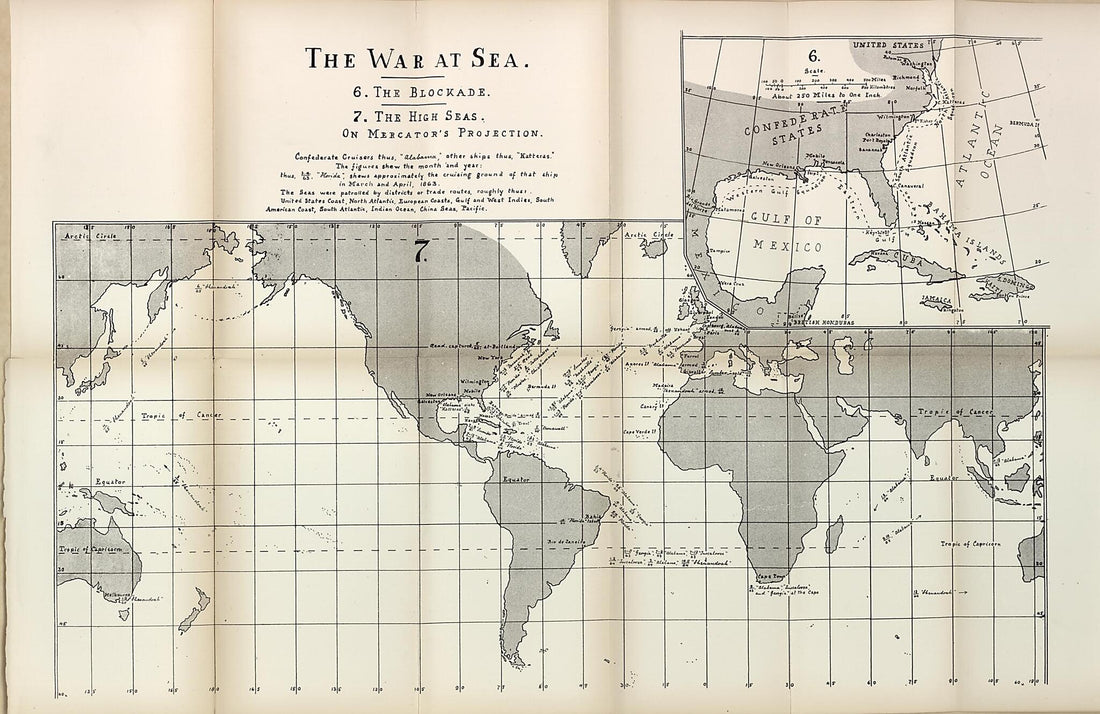 This old map of War at Sea, 1863 from the American Civil War--maps. from 1910 was created by John Formby in 1910