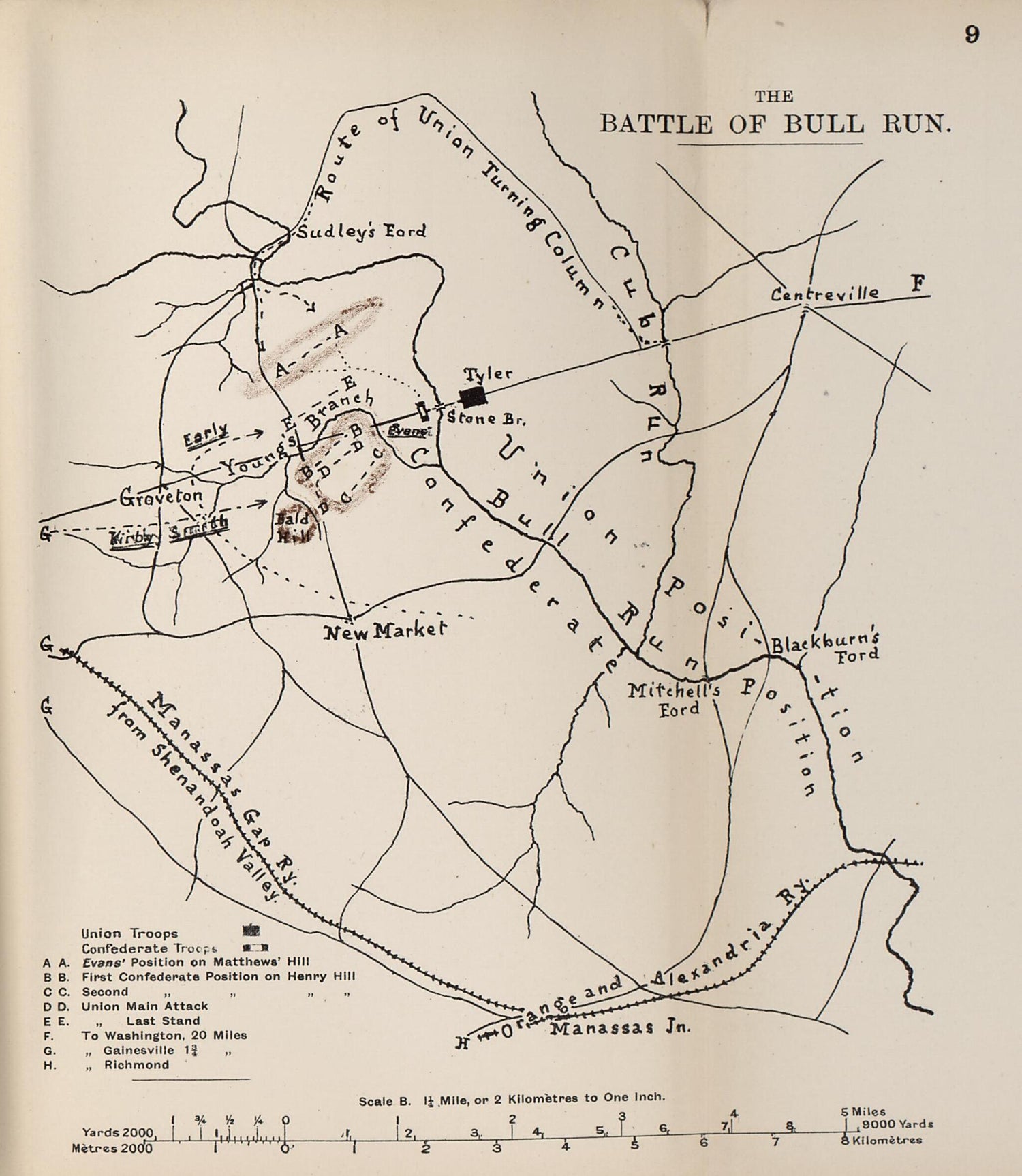 This old map of Battle of Bull Run from the American Civil War--maps. from 1910 was created by John Formby in 1910