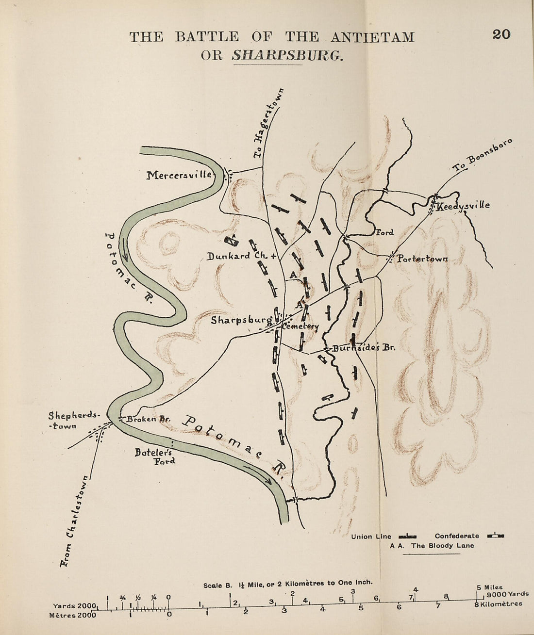 This old map of Battle of the Antietam Or Sharpsburg from the American Civil War--maps. from 1910 was created by John Formby in 1910