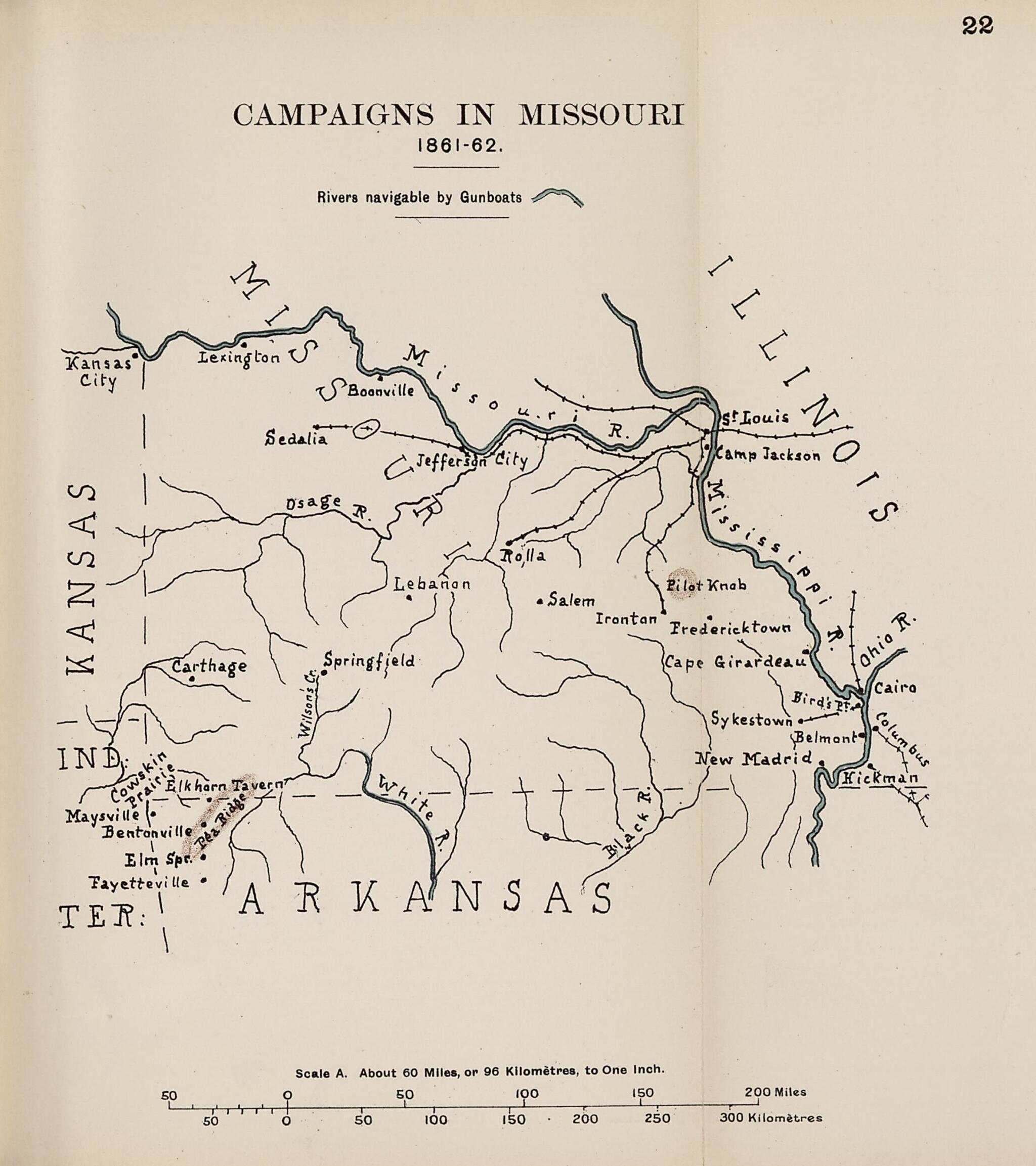 This old map of Campaigns In Missouri, 1861-1862 from the American Civil War--maps. from 1910 was created by John Formby in 1910