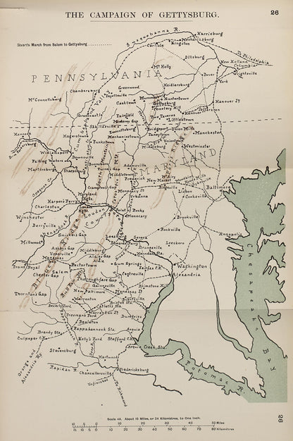 Campaign of Gettysburg from the American Civil War Maps 1910 by Relic Map Company
