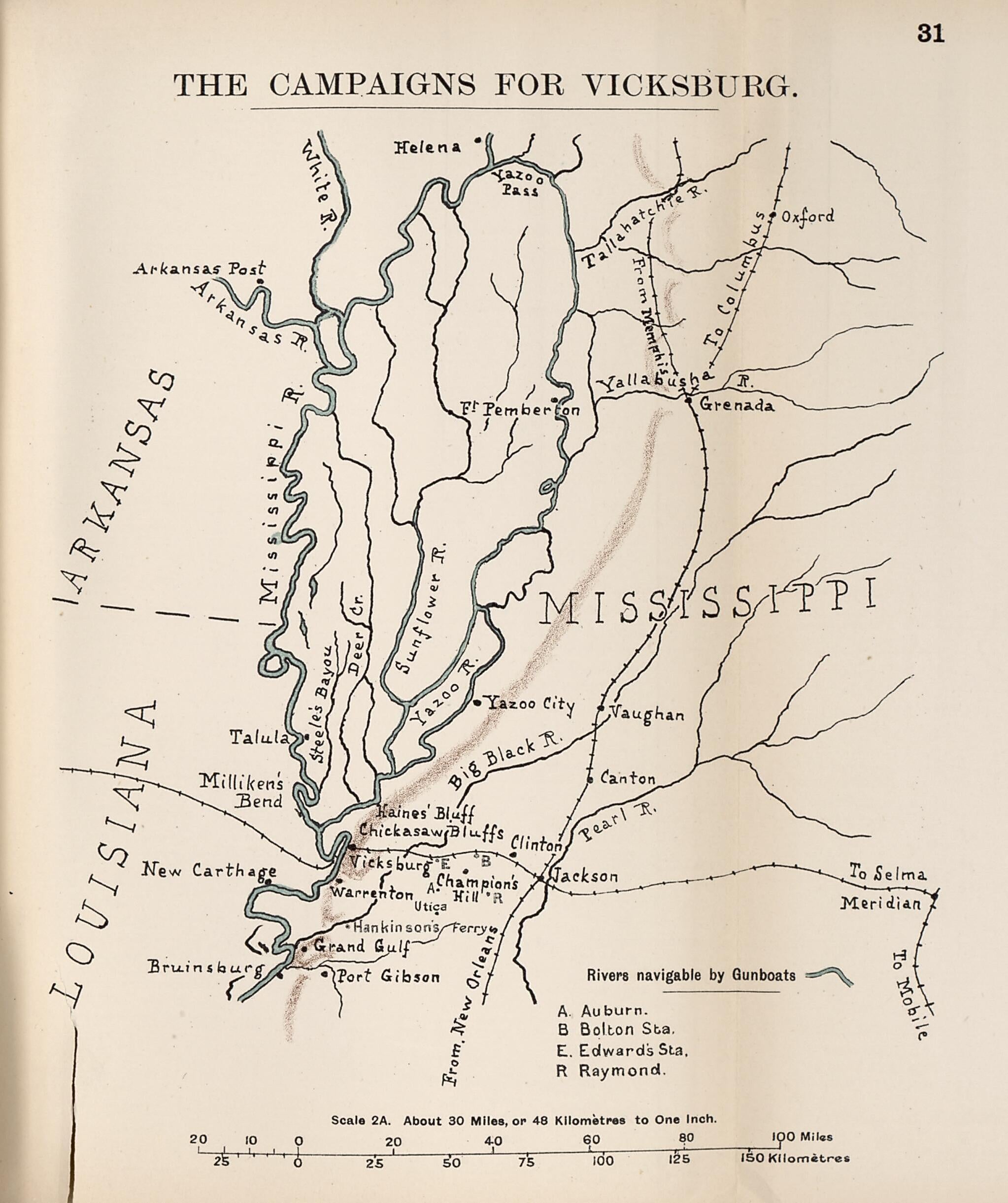 This old map of Campaigns for Vicksburg from the American Civil War--maps. from 1910 was created by John Formby in 1910