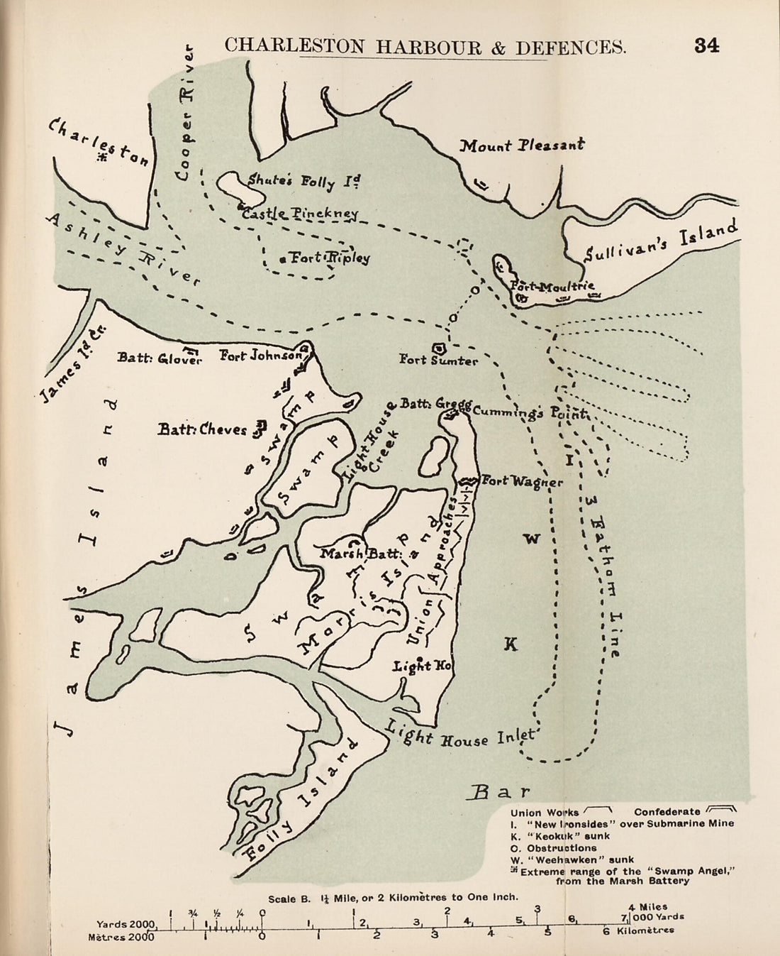 This old map of Charleston Harbour and Defences from the American Civil War--maps. from 1910 was created by John Formby in 1910