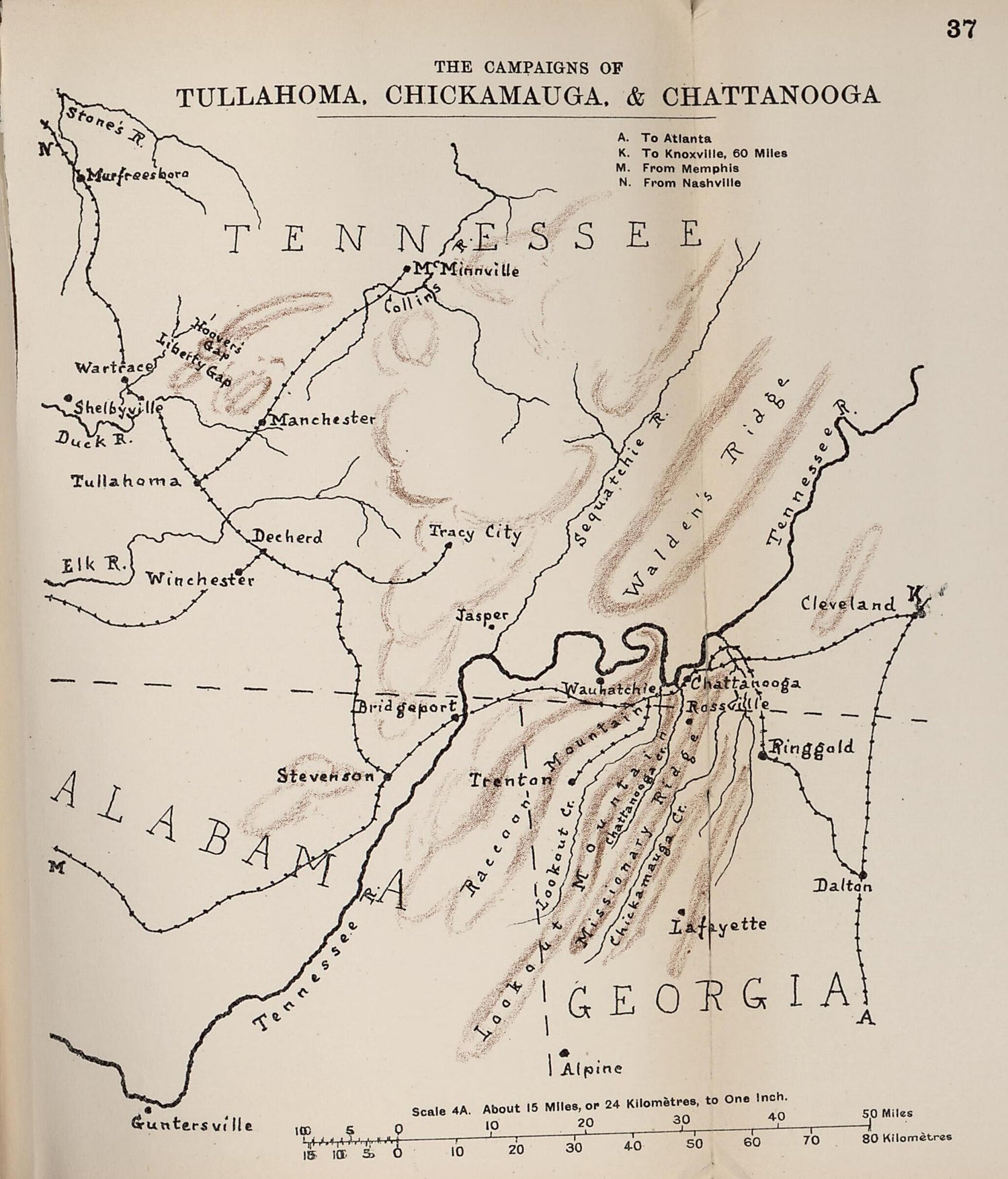 This old map of Campaigns of Tullahoma, Chickamauga, and Chattanooga from the American Civil War--maps. from 1910 was created by John Formby in 1910