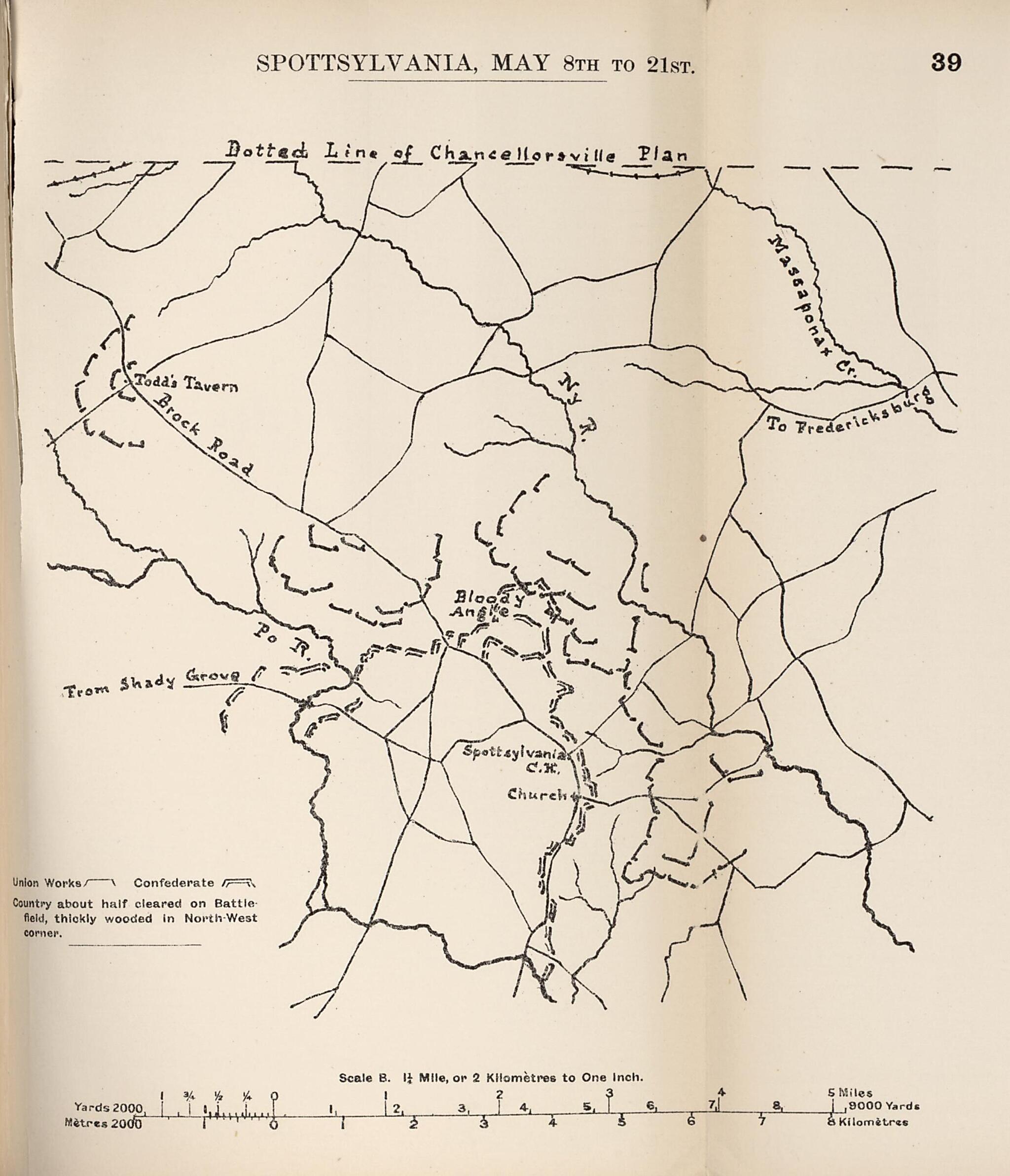 This old map of Spotsylvania, May 8-21 from the American Civil War--maps. from 1910 was created by John Formby in 1910