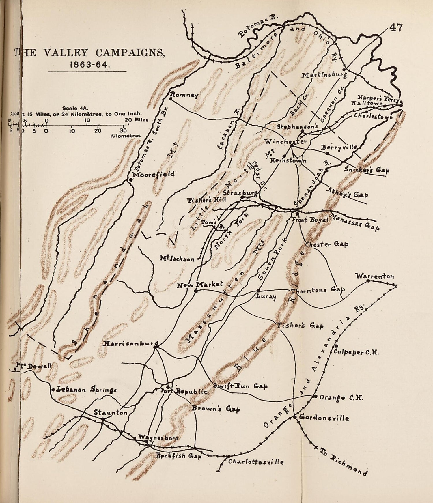 This old map of Valley Campaigns, 1863-1864 from the American Civil War--maps. from 1910 was created by John Formby in 1910