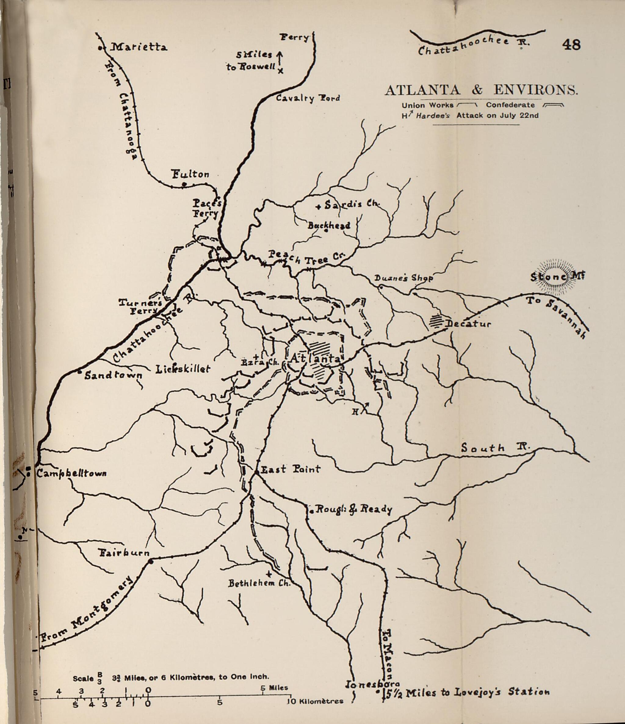 This old map of Atlanta and Environs from the American Civil War--maps. from 1910 was created by John Formby in 1910