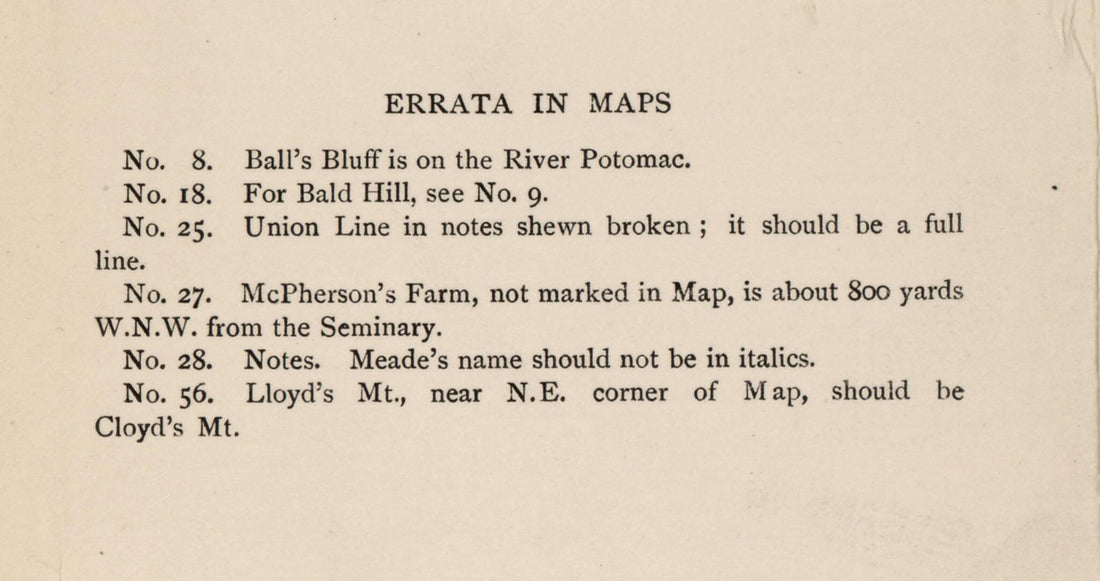 This old map of Errata Note from the American Civil War--maps. from 1910 was created by John Formby in 1910