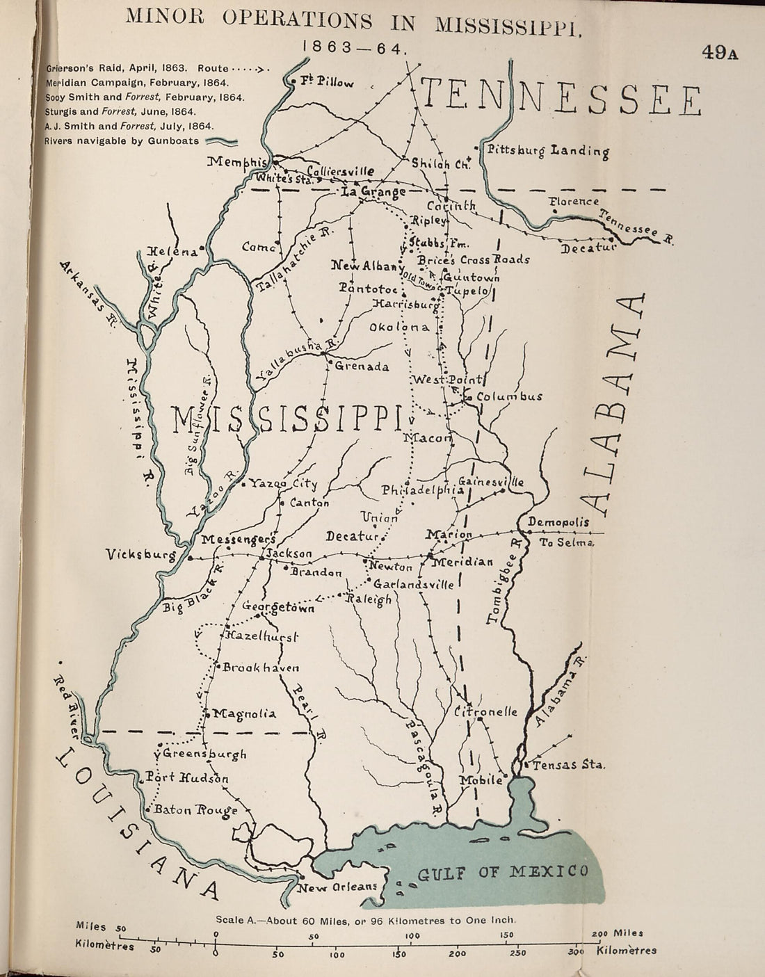 This old map of Minor Operations In Mississippi, 1863-1864 from the American Civil War--maps. from 1910 was created by John Formby in 1910