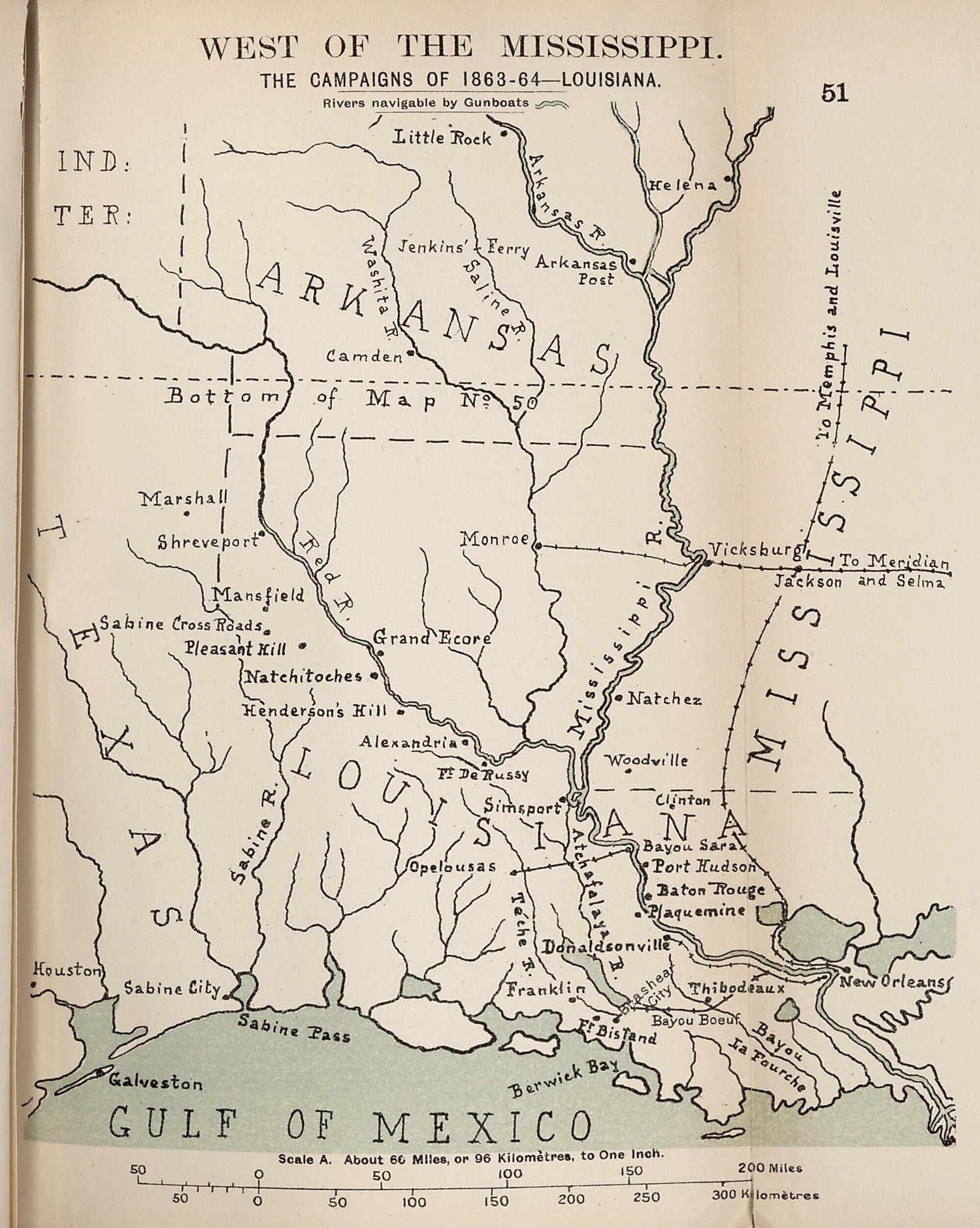 This old map of West of the Mississippi, Campaigns of 1863-1864, Louisiana from the American Civil War--maps. from 1910 was created by John Formby in 1910