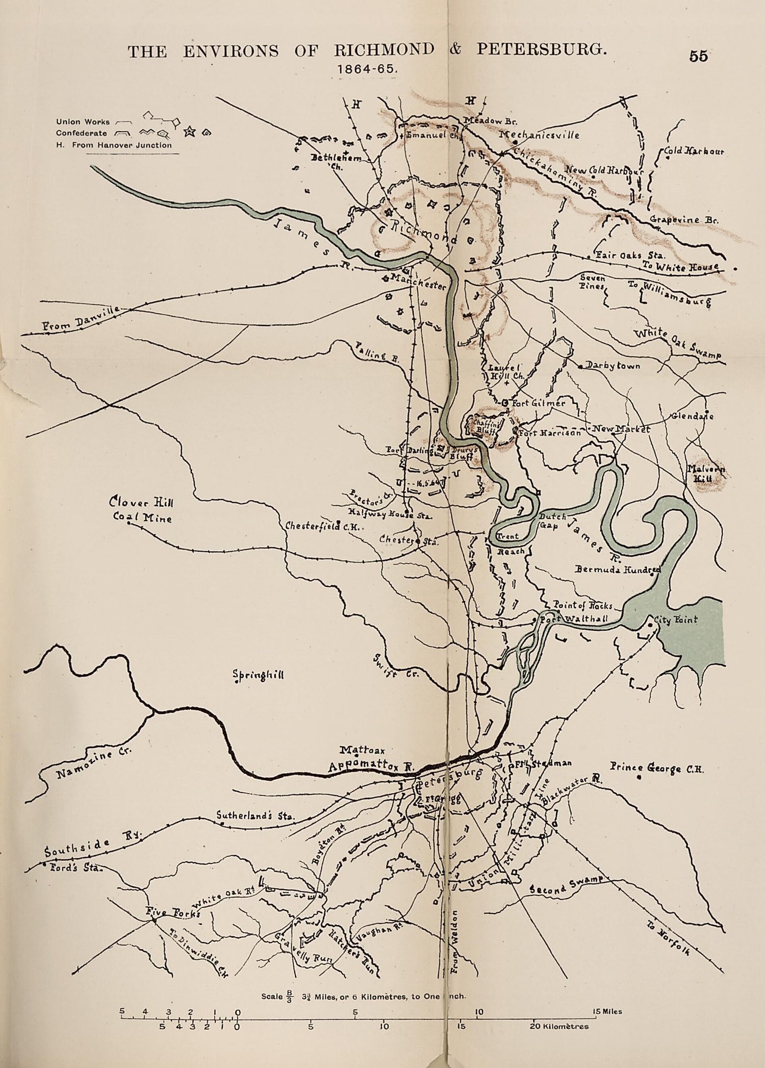 This old map of Environs of Richmond and Petersburg, 1864-1865 from the American Civil War--maps. from 1910 was created by John Formby in 1910