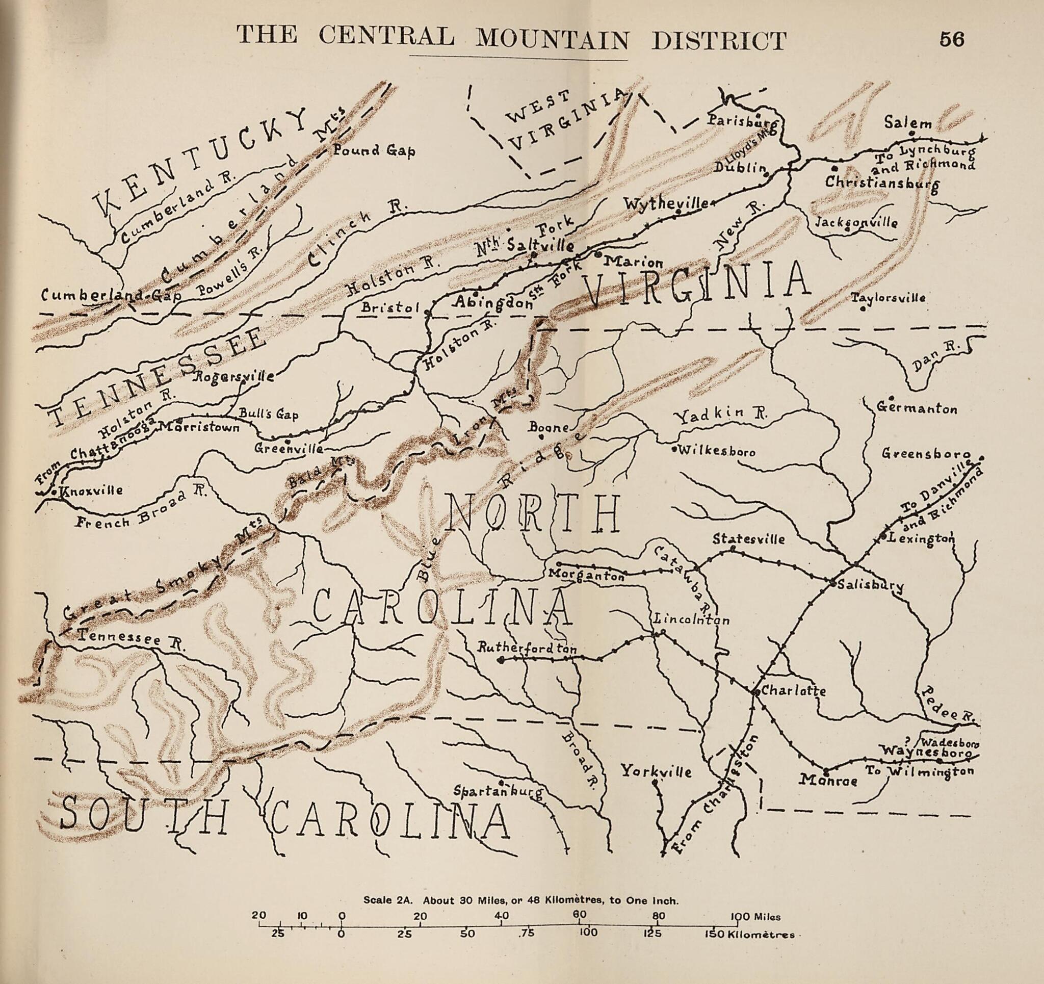 This old map of Central Mountain District from the American Civil War--maps. from 1910 was created by John Formby in 1910