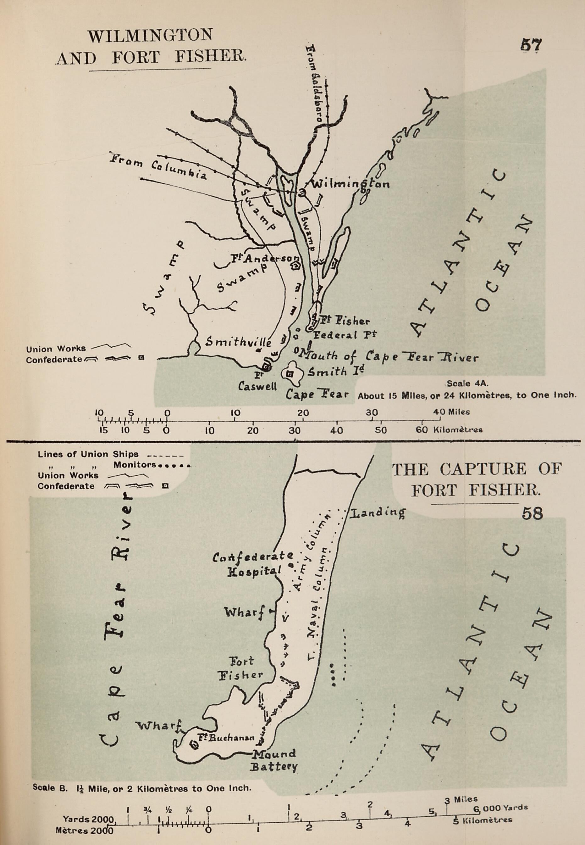 This old map of Wilmington and Fort Fisher from the American Civil War--maps. from 1910 was created by John Formby in 1910