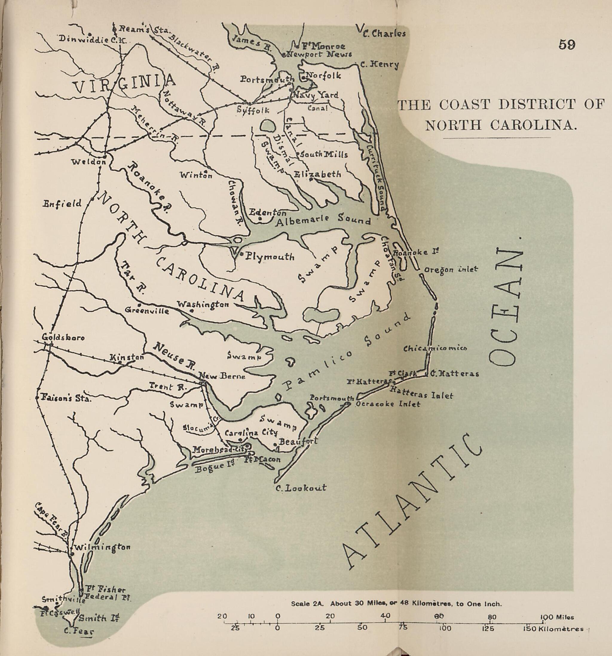 This old map of Coast District of North Carolina from the American Civil War--maps. from 1910 was created by John Formby in 1910