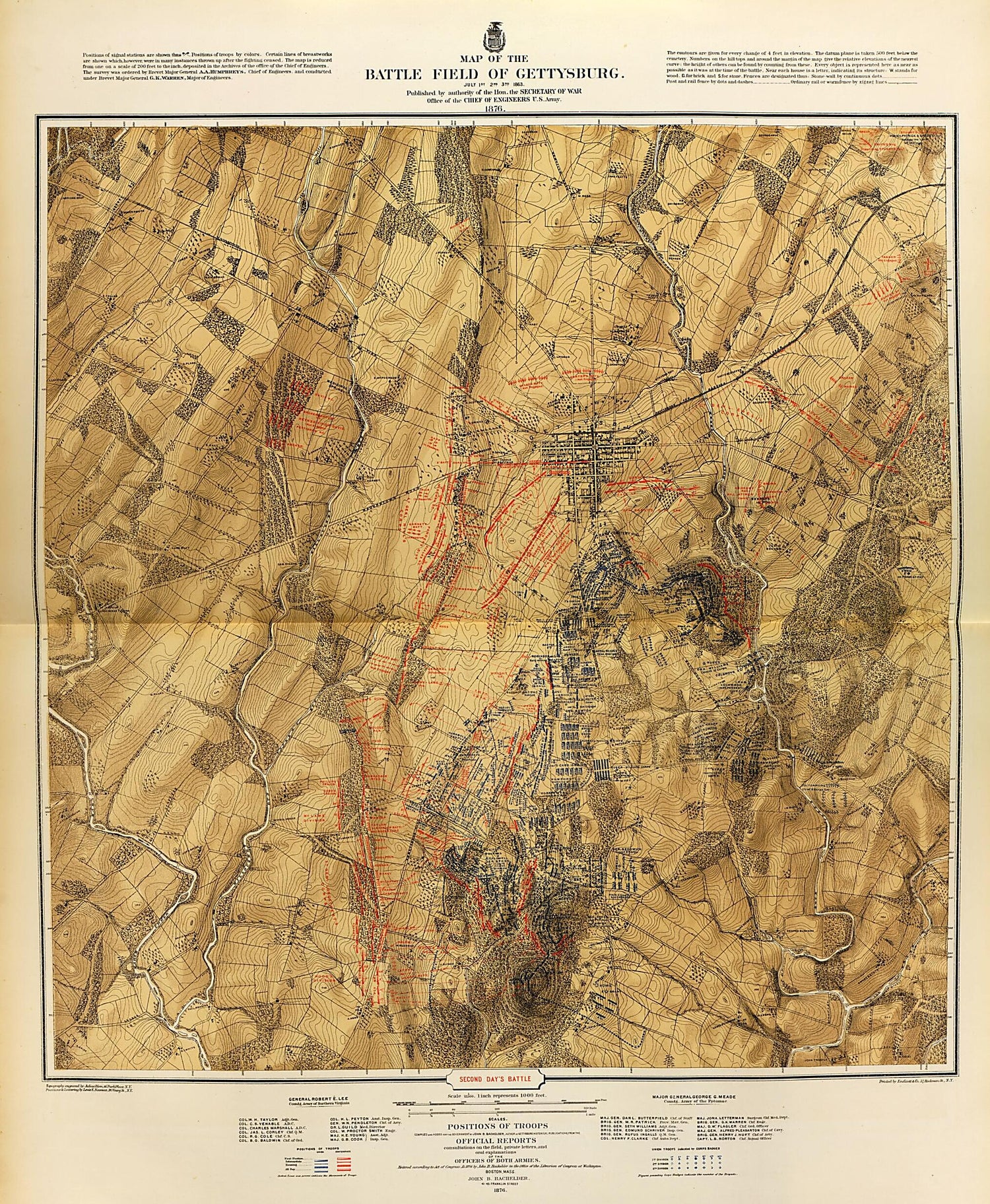 This old map of Map of the Battle Field of Gettysburg, Second Day&