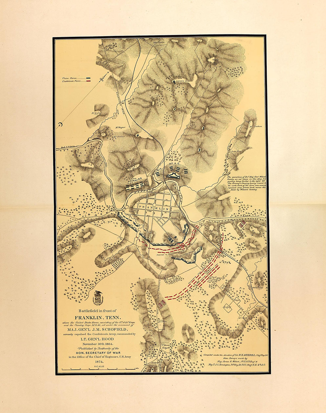 This old map of Battlefield In Front of Franklin, Tenn., 1864 from Military Maps. from 1879 was created by  United States. Army. Corps of Engineers in 1879