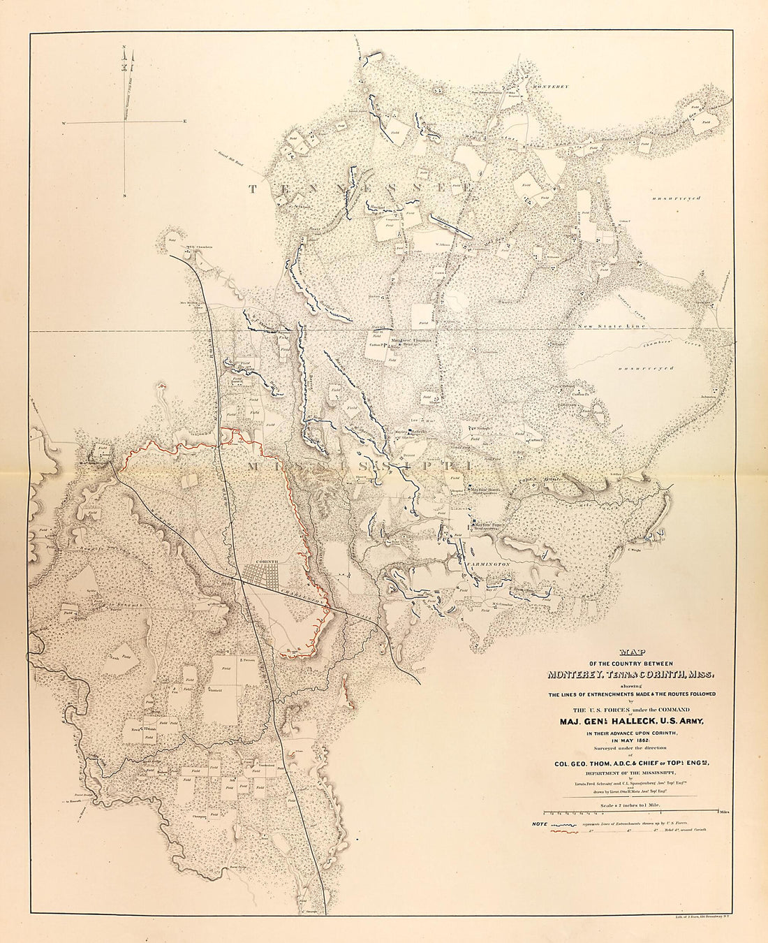 This old map of Map of the Country Between Monterey, Tenn. and Corinth, Miss., 1862 from Military Maps. from 1879 was created by  United States. Army. Corps of Engineers in 1879