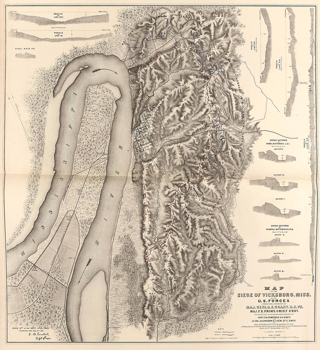 This old map of Map of the Siege of Vicksburg, Miss., 1863 from Military Maps. from 1879 was created by  United States. Army. Corps of Engineers in 1879