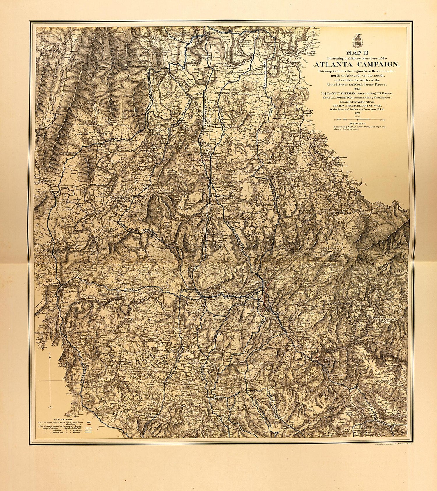 This old map of Atlanta Campaign, Includes Region Showing Resaca and Ackworth from Military Maps. from 1879 was created by  United States. Army. Corps of Engineers in 1879