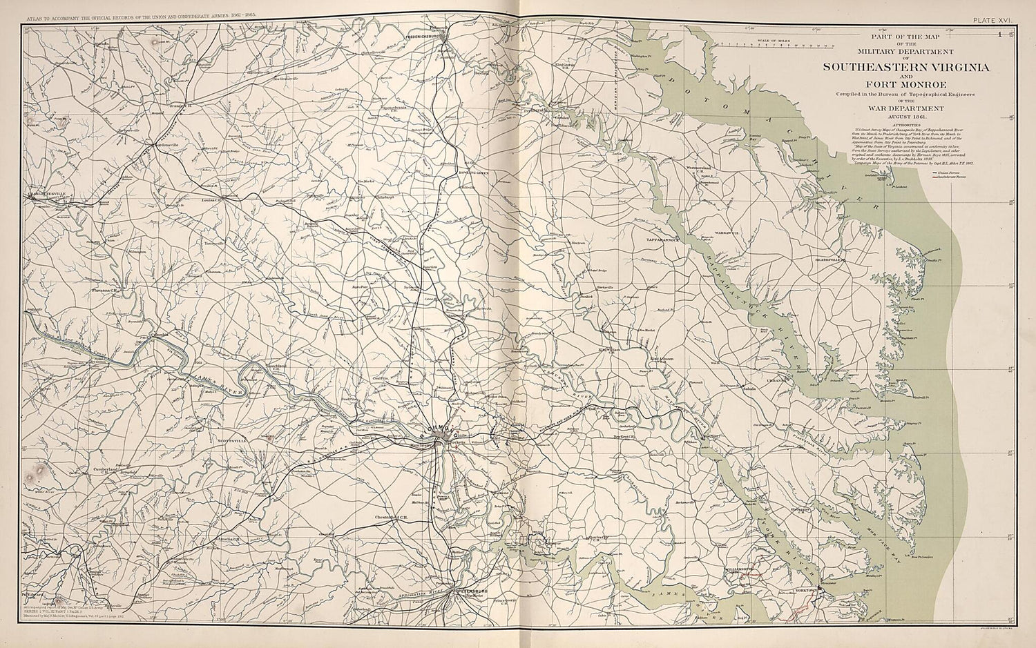 This old map of Southeastern Virginia and Fort Monroe, Virginia from Rebellion Atlas from 1892 was created by  United States. War Department in 1892