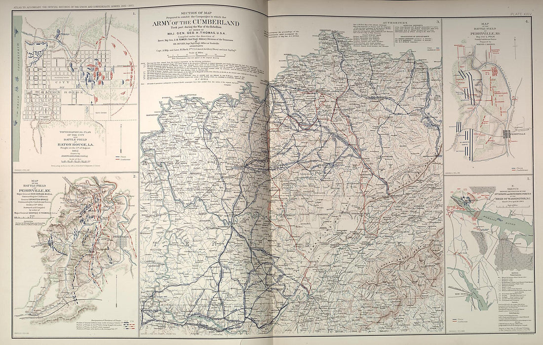 This old map of Cumberland, Maryland, Perryville, Kentucky, Baton Rouge,Louisiana, Washington, D.C. from Rebellion Atlas from 1892 was created by  United States. War Department in 1892