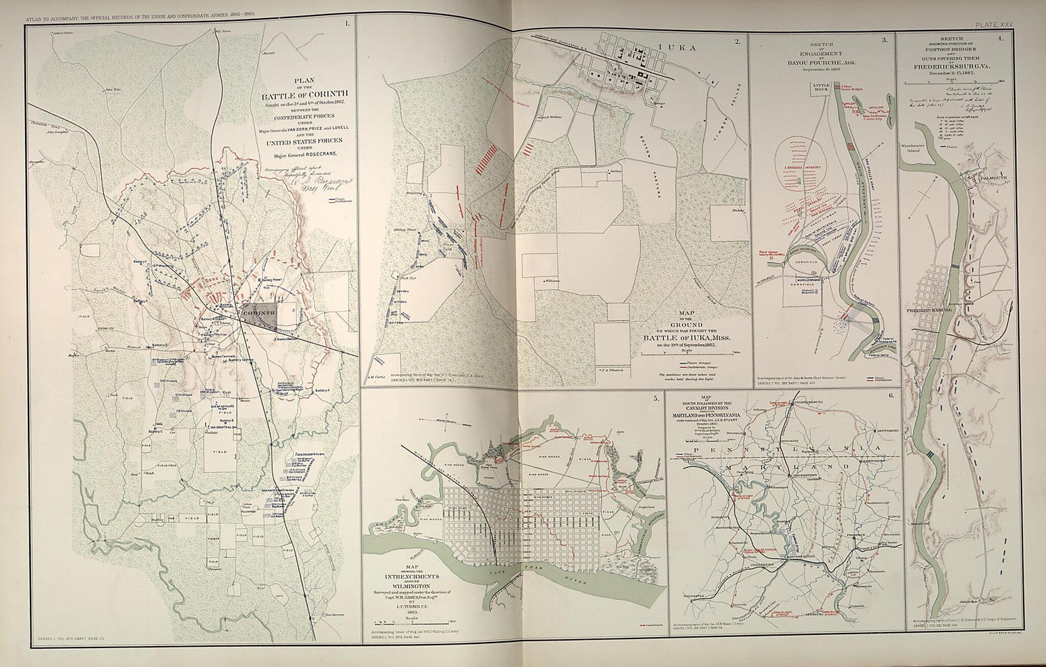 This old map of Corinth,Mississippi, Iuka,Mississippi, Fredericksburg, Virginia, Bayou Fourche,Ark., Wilmington,N.C. from Rebellion Atlas from 1892 was created by  United States. War Department in 1892