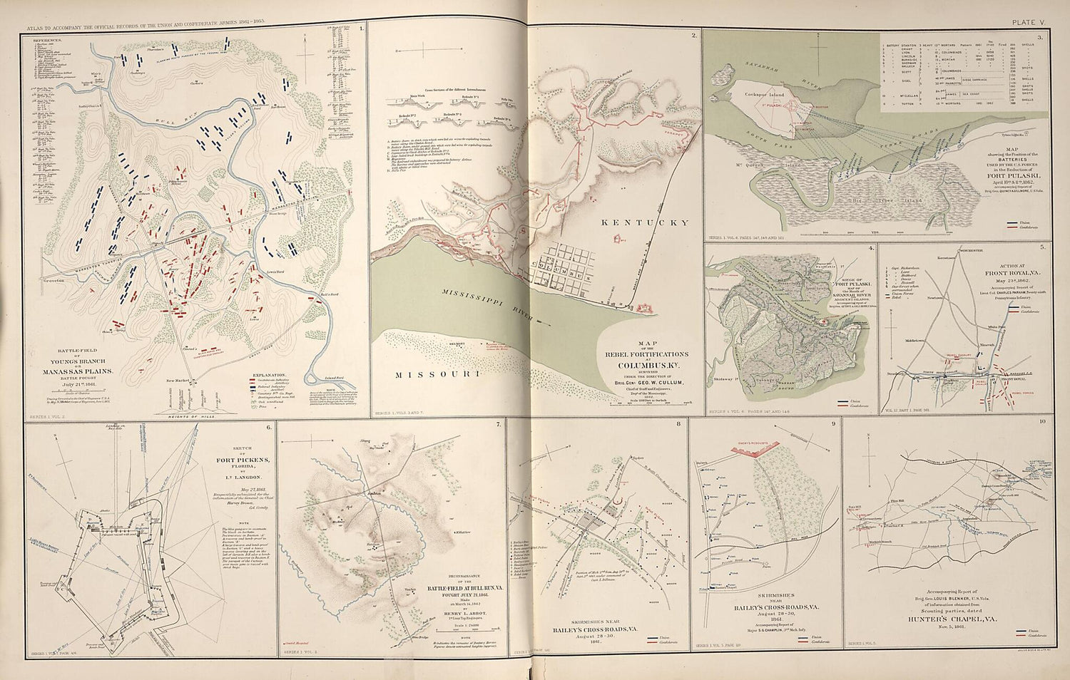 This old map of Columbus, Kentucky, Fort Pulaski, Georgia,  Fort Pickens, Fl.,  and Various Forts In Virginia from Rebellion Atlas from 1892 was created by  United States. War Department in 1892