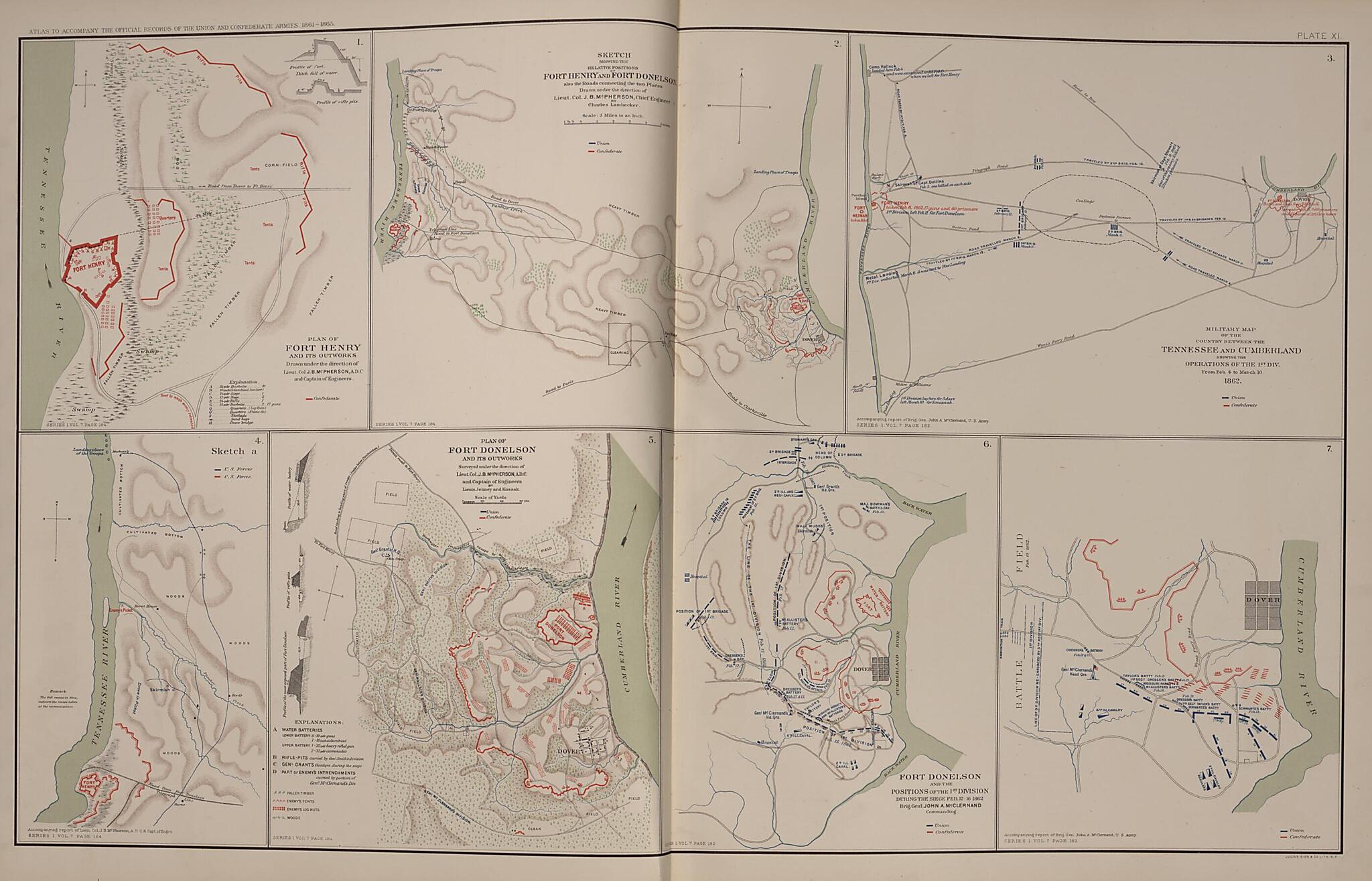 This old map of Operations Between Tennessee and Cumberland, Fort Henry and Fort Donelson, Tennessee from Rebellion Atlas from 1892 was created by  United States. War Department in 1892