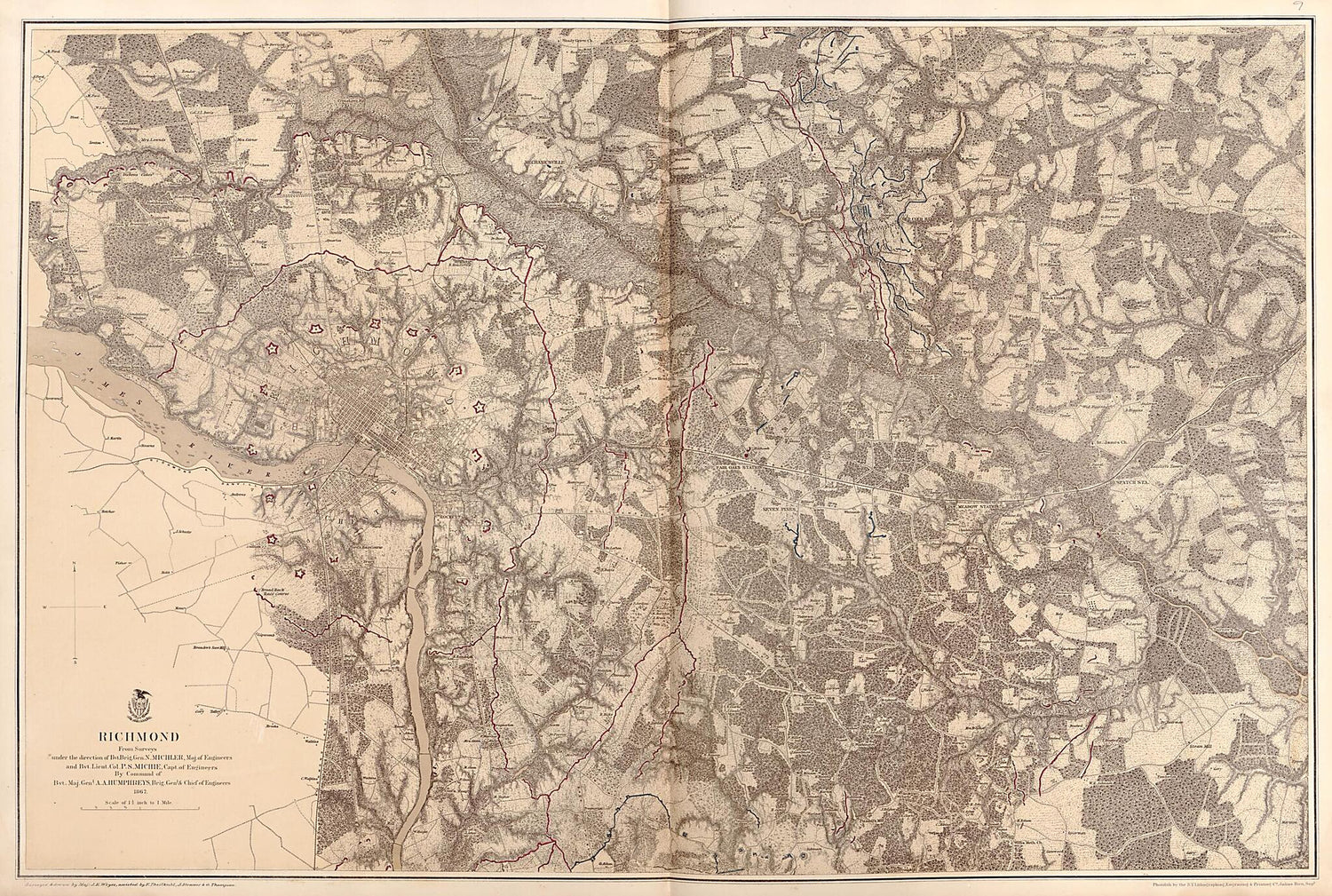 This old map of Richmond, 1867 from Military Maps Illustrating the Operations of the Armies of the Potomac &amp; James, May 4th 1864 to April 9th 1865. from 1869 was created by  United States. Army. Corps of Engineers in 1869