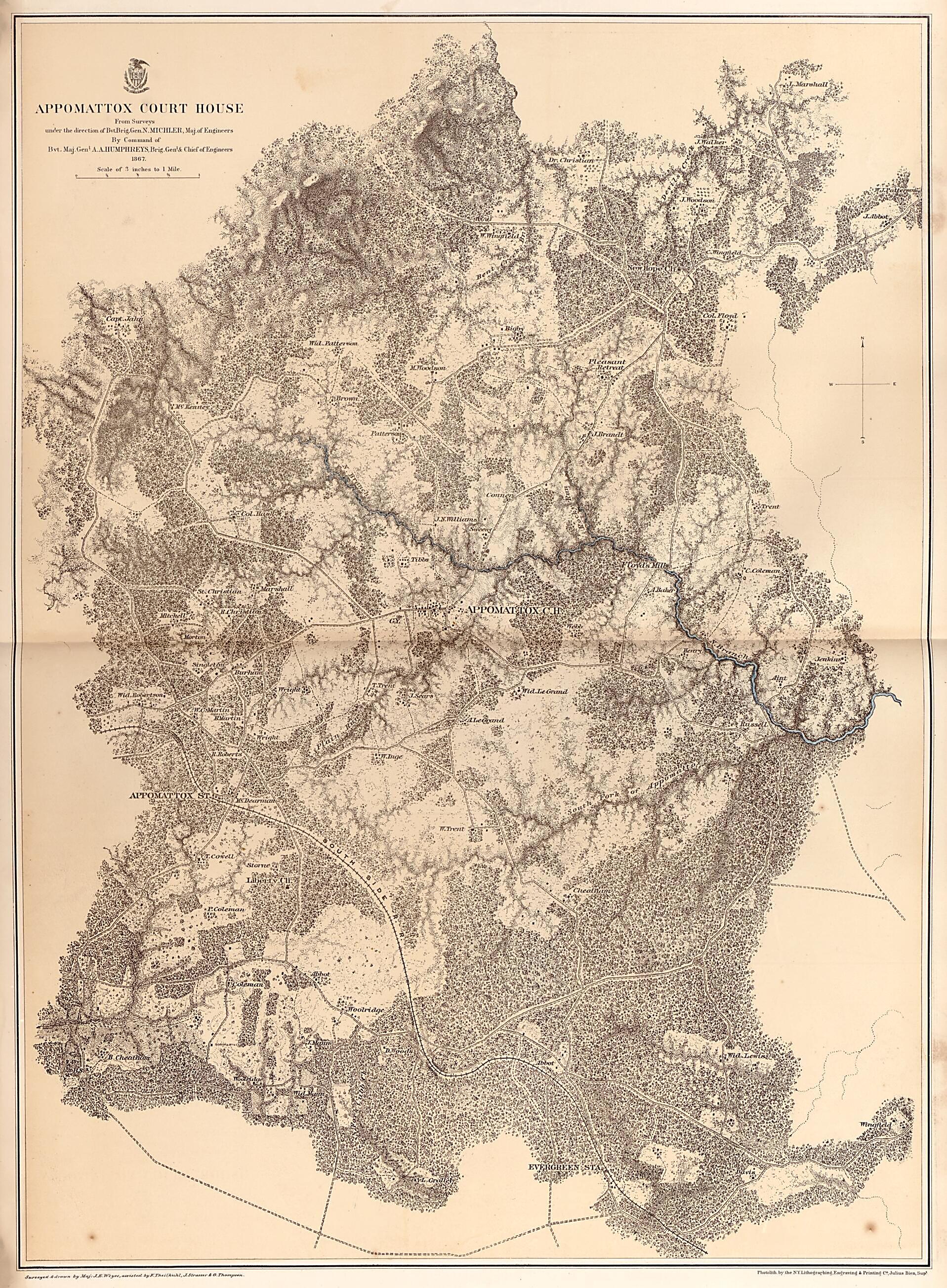 This old map of Appomattox Court House, 1867 from Military Maps Illustrating the Operations of the Armies of the Potomac &amp; James, May 4th 1864 to April 9th 1865. from 1869 was created by  United States. Army. Corps of Engineers in 1869