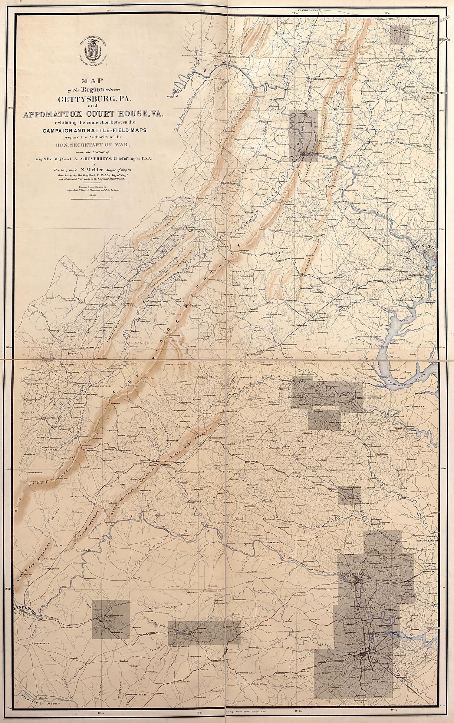 This old map of Fredericksburg, 1867 from Military Maps Illustrating the Operations of the Armies of the Potomac &amp; James, May 4th 1864 to April 9th 1865. from 1869 was created by  United States. Army. Corps of Engineers in 1869