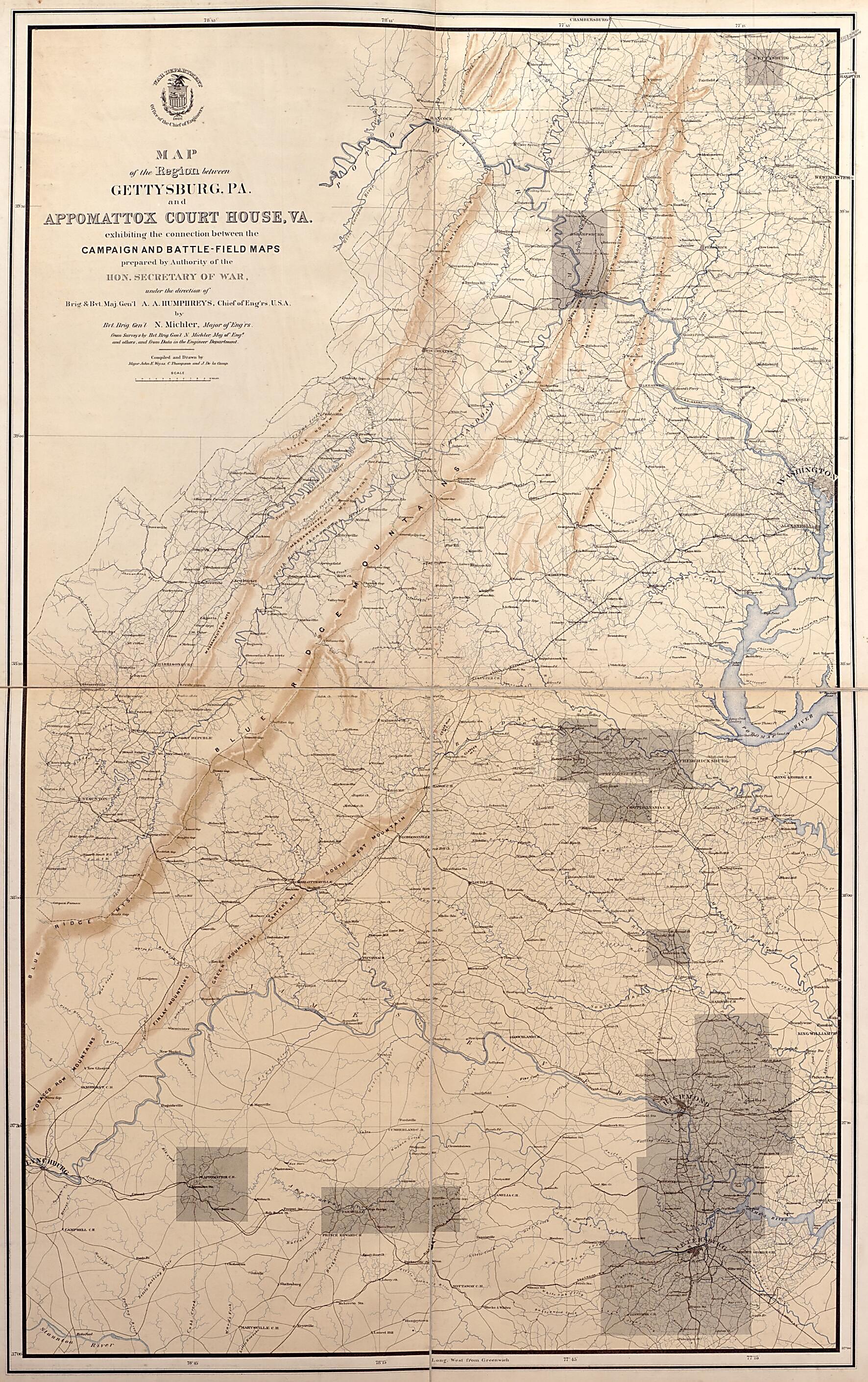 This old map of Fredericksburg, 1867 from Military Maps Illustrating the Operations of the Armies of the Potomac &amp; James, May 4th 1864 to April 9th 1865. from 1869 was created by  United States. Army. Corps of Engineers in 1869