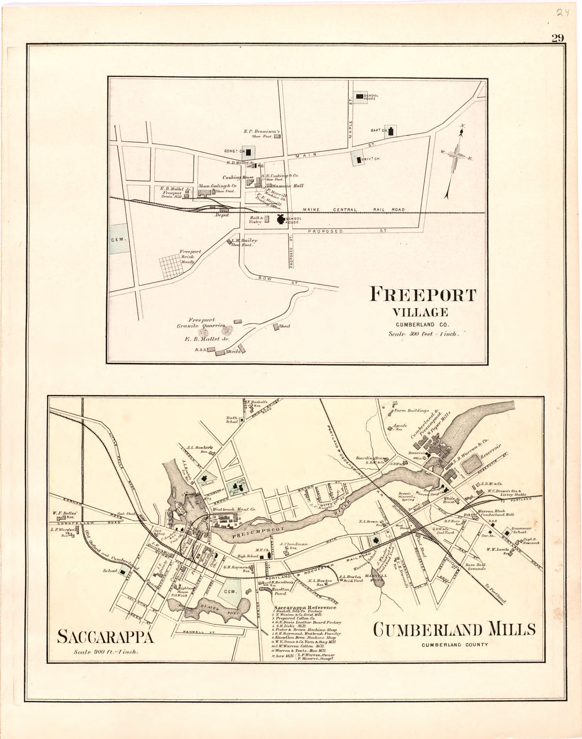 Freeport Village; Saccarappa; Cumberland Mills from Colby&