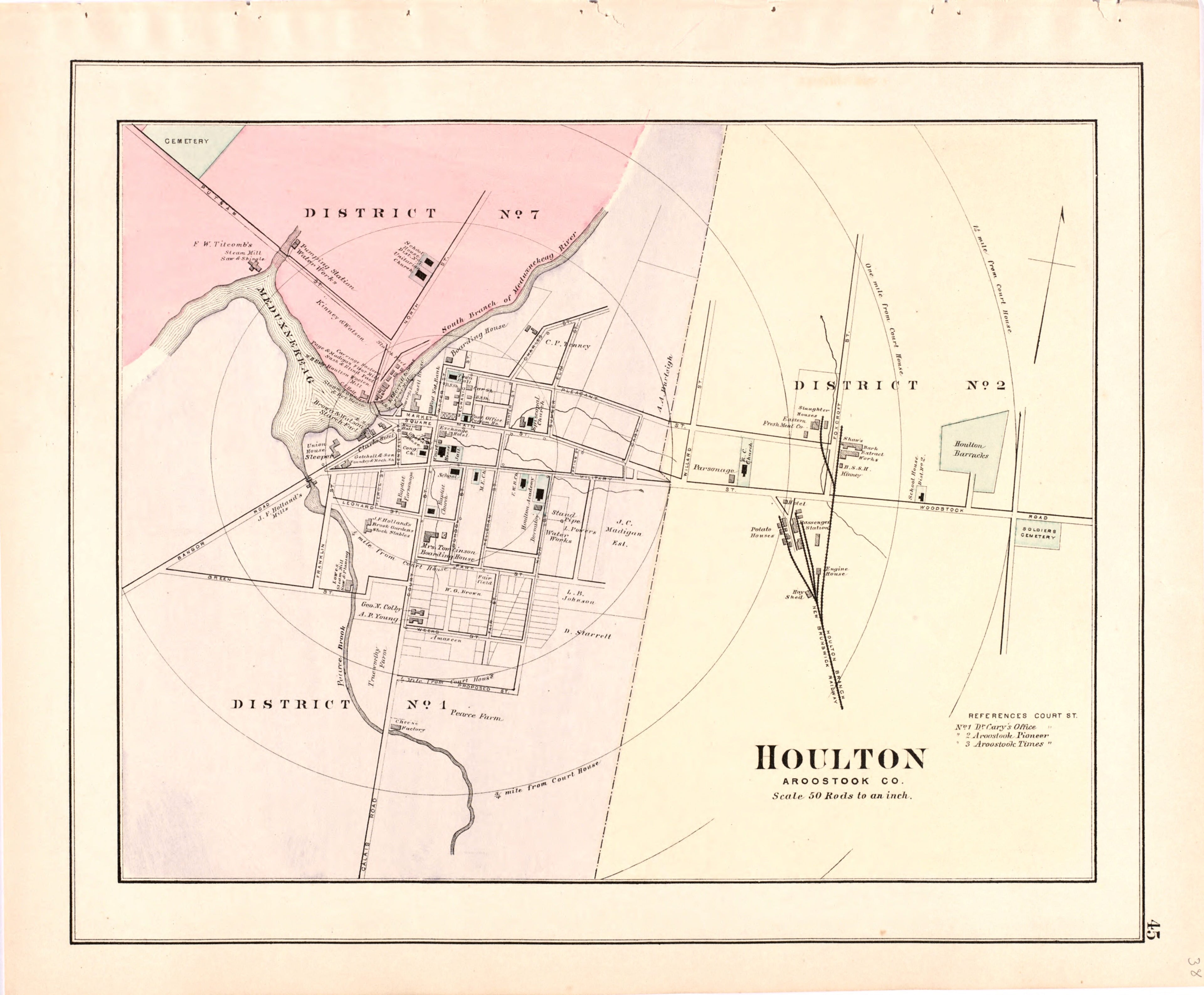This hand drawn illustration (map) of Houlton from Colby&