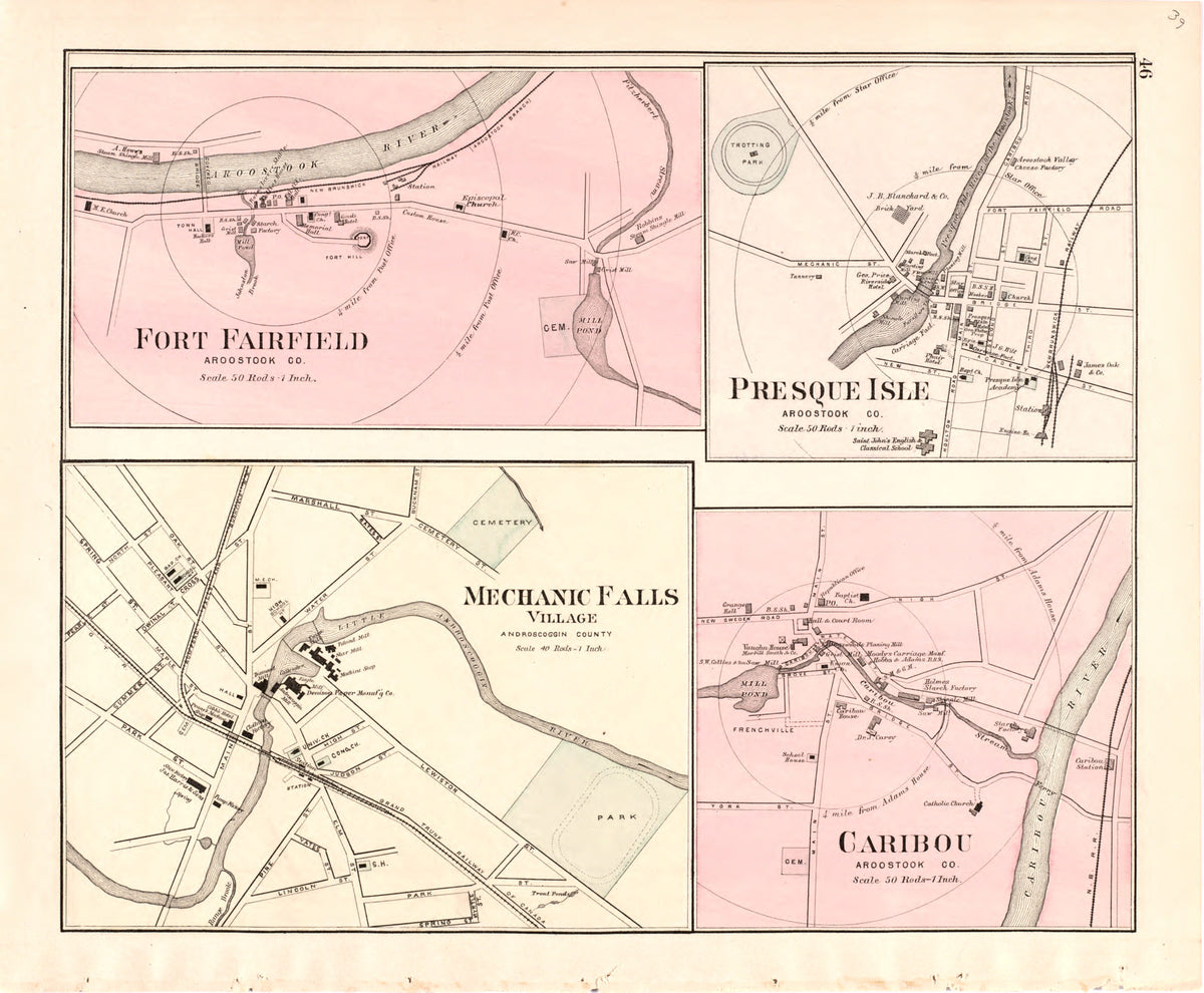 Fort Fairfield; Presque Island; Mechanic Falls Village; Caribou from Colby&