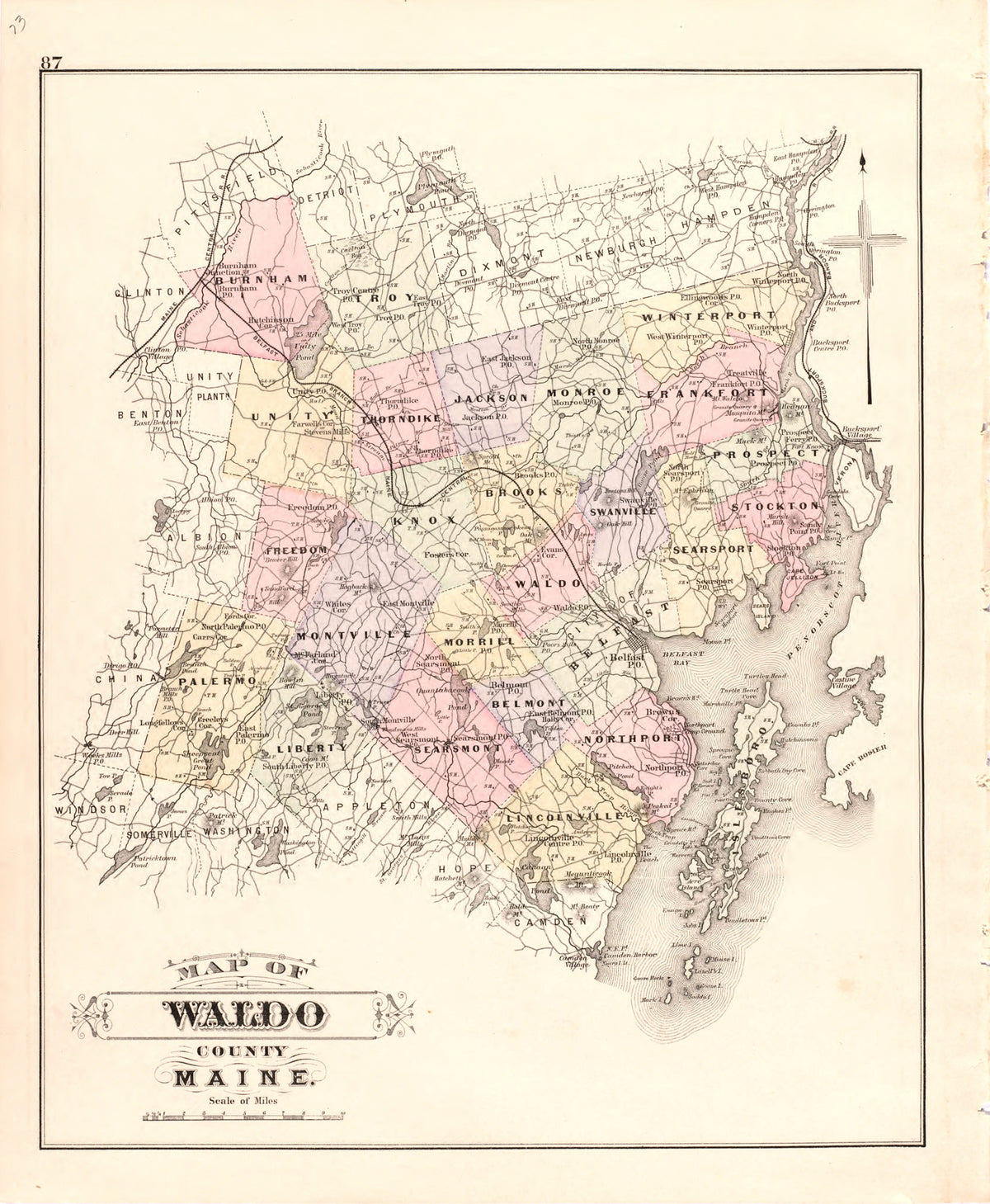 Map of Waldo County Maine from Colby&