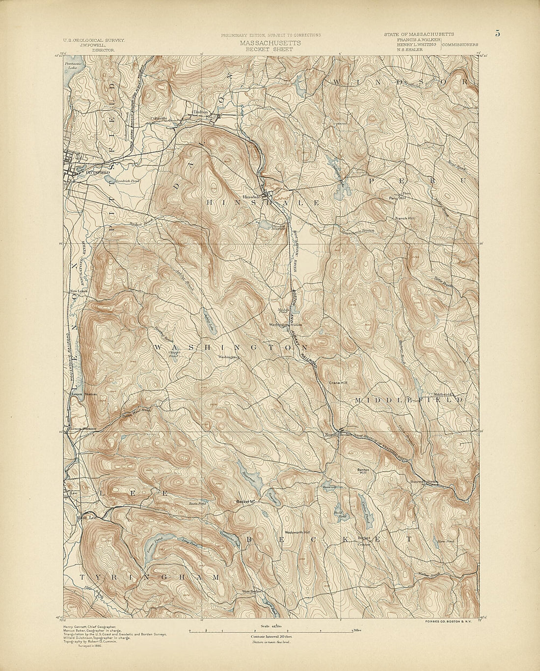 This old map of Massachusetts, Becket Sheet from Atlas of Massachusetts, 1884-from 1890 from 1890 was created by  Massachusetts. Topographical Survey Commission in 1890