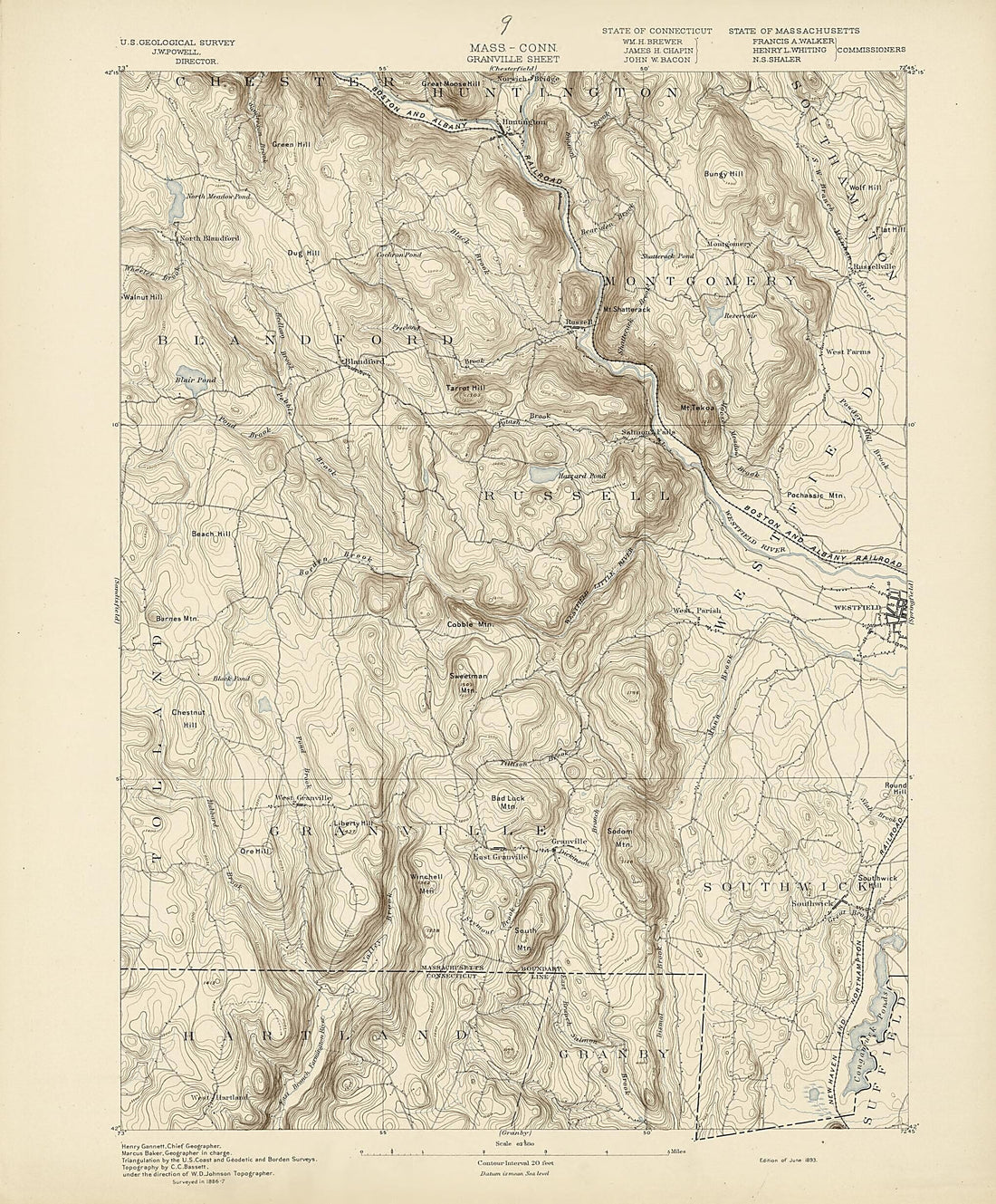 This old map of Massachusetts - Connecticut, Granville Sheet from Atlas of Massachusetts, 1884-from 1890 from 1890 was created by  Massachusetts. Topographical Survey Commission in 1890