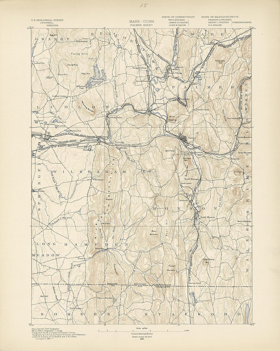 This old map of Massachusetts - Connecticut, Palmer Sheet from Atlas of Massachusetts, 1884-from 1890 from 1890 was created by  Massachusetts. Topographical Survey Commission in 1890