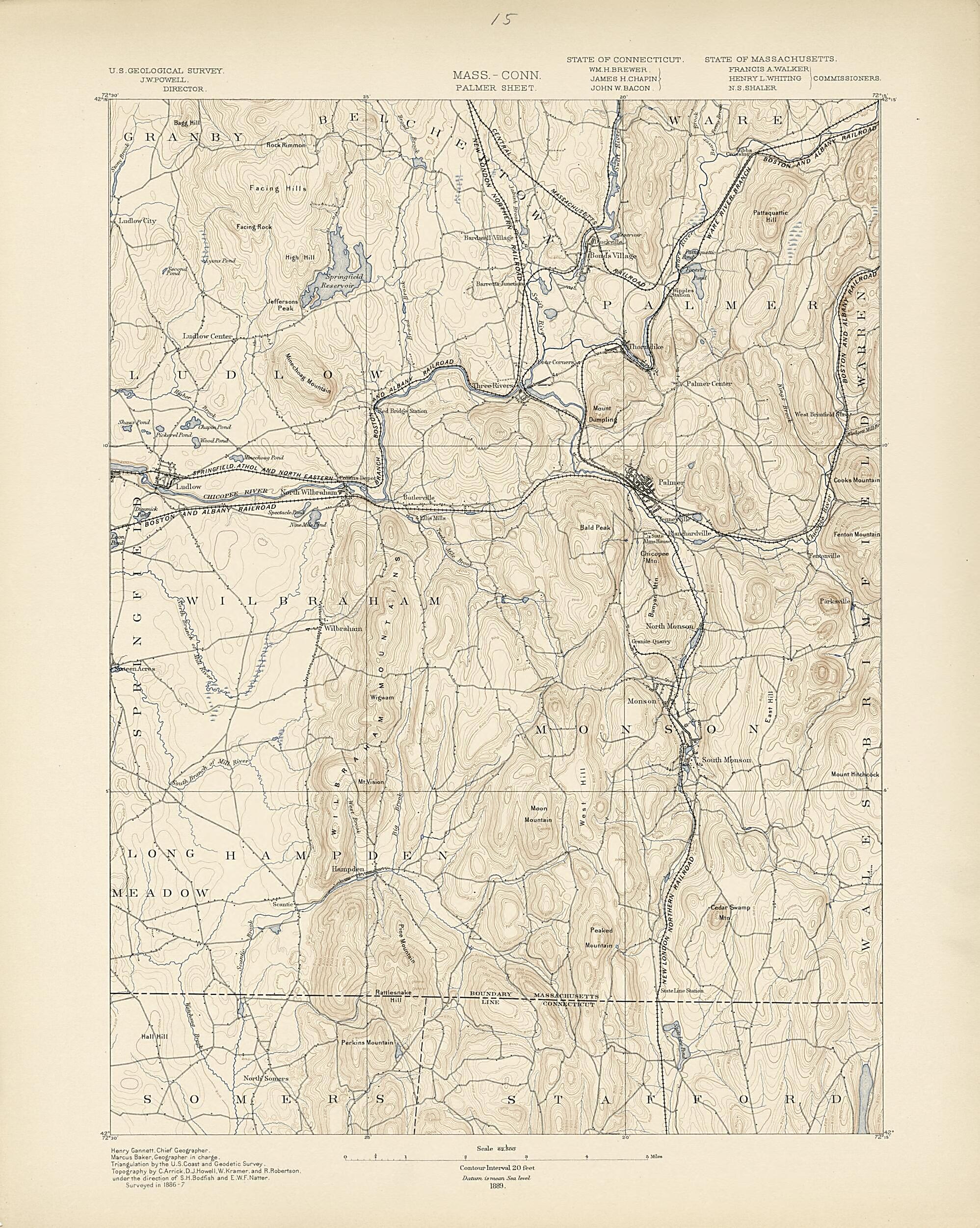 This old map of Massachusetts - Connecticut, Palmer Sheet from Atlas of Massachusetts, 1884-from 1890 from 1890 was created by  Massachusetts. Topographical Survey Commission in 1890