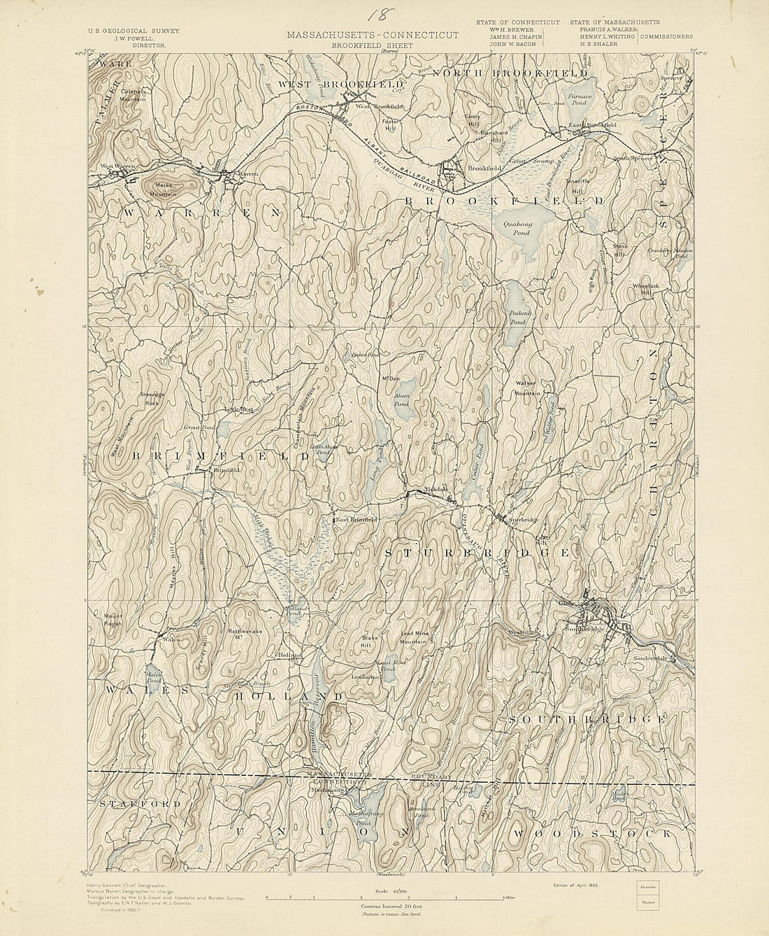 This old map of Massachusetts - Connecticut, Brookfield Sheet from Atlas of Massachusetts, 1884-from 1890 from 1890 was created by  Massachusetts. Topographical Survey Commission in 1890