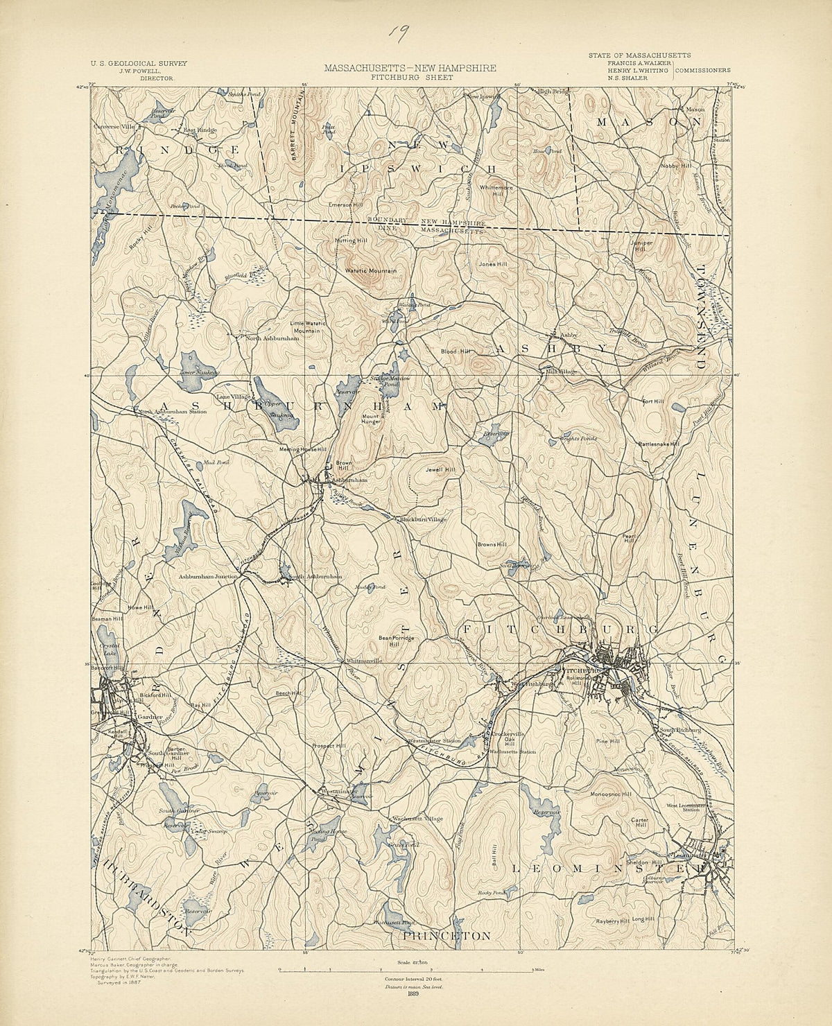 Massachusetts - New Hampshire, Fitchburg Sheet from Atlas of Massachusetts, 1884-1890 1890 by Relic Map Company